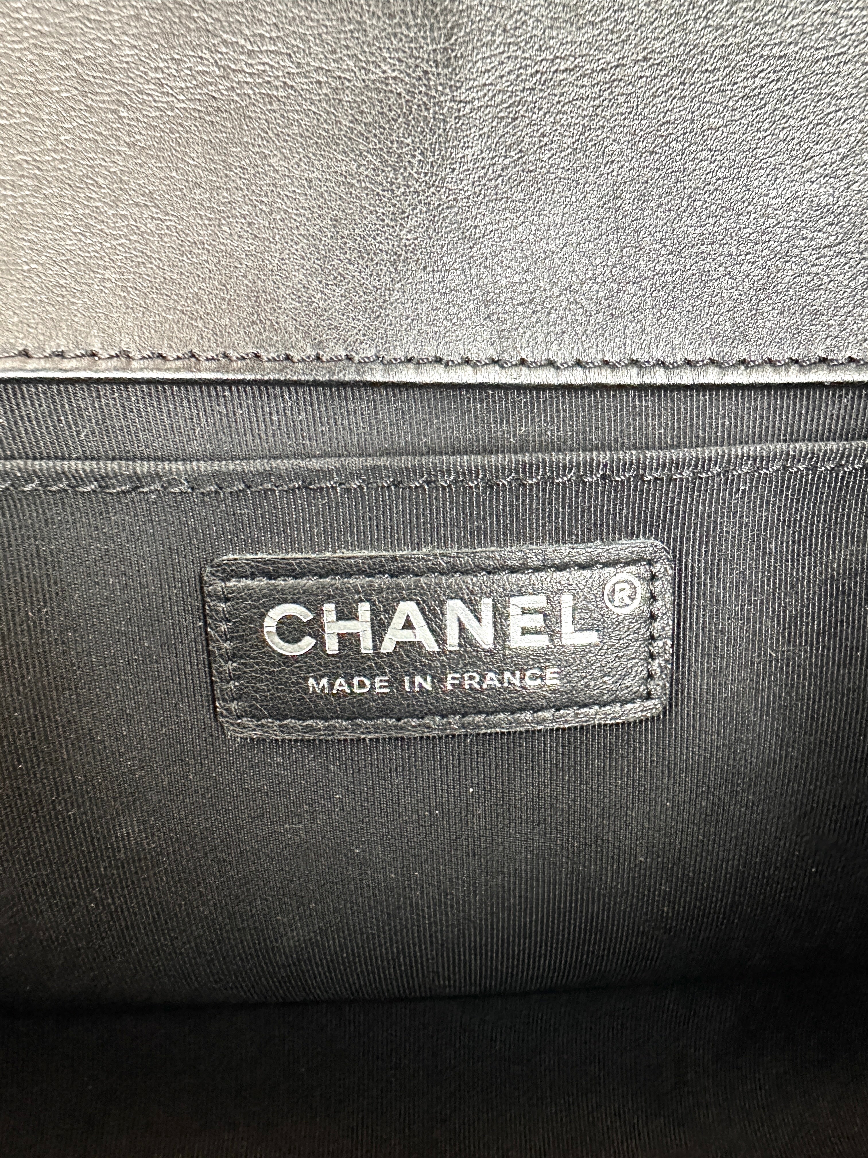 Chanel LeBoy Black Woven Leather Medium Size Flap Bag With Silver Buckle(26***31) CC2001