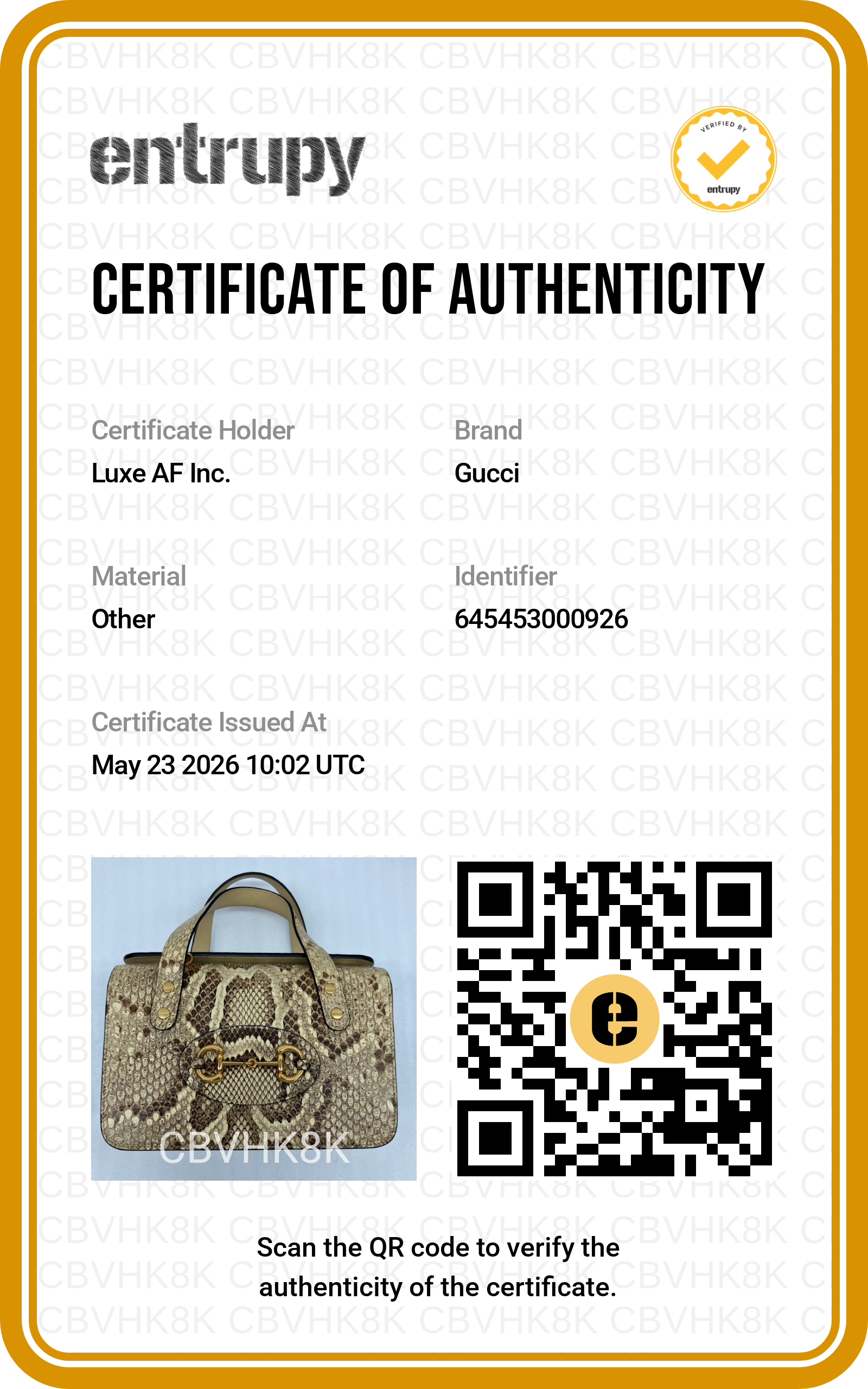 Gucci Horsebit 1955 Python Leather Handle Bag GG1076