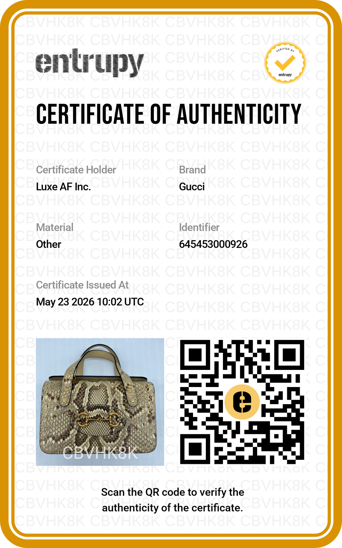 Gucci Horsebit 1955 Python Leather Handle Bag GG1076