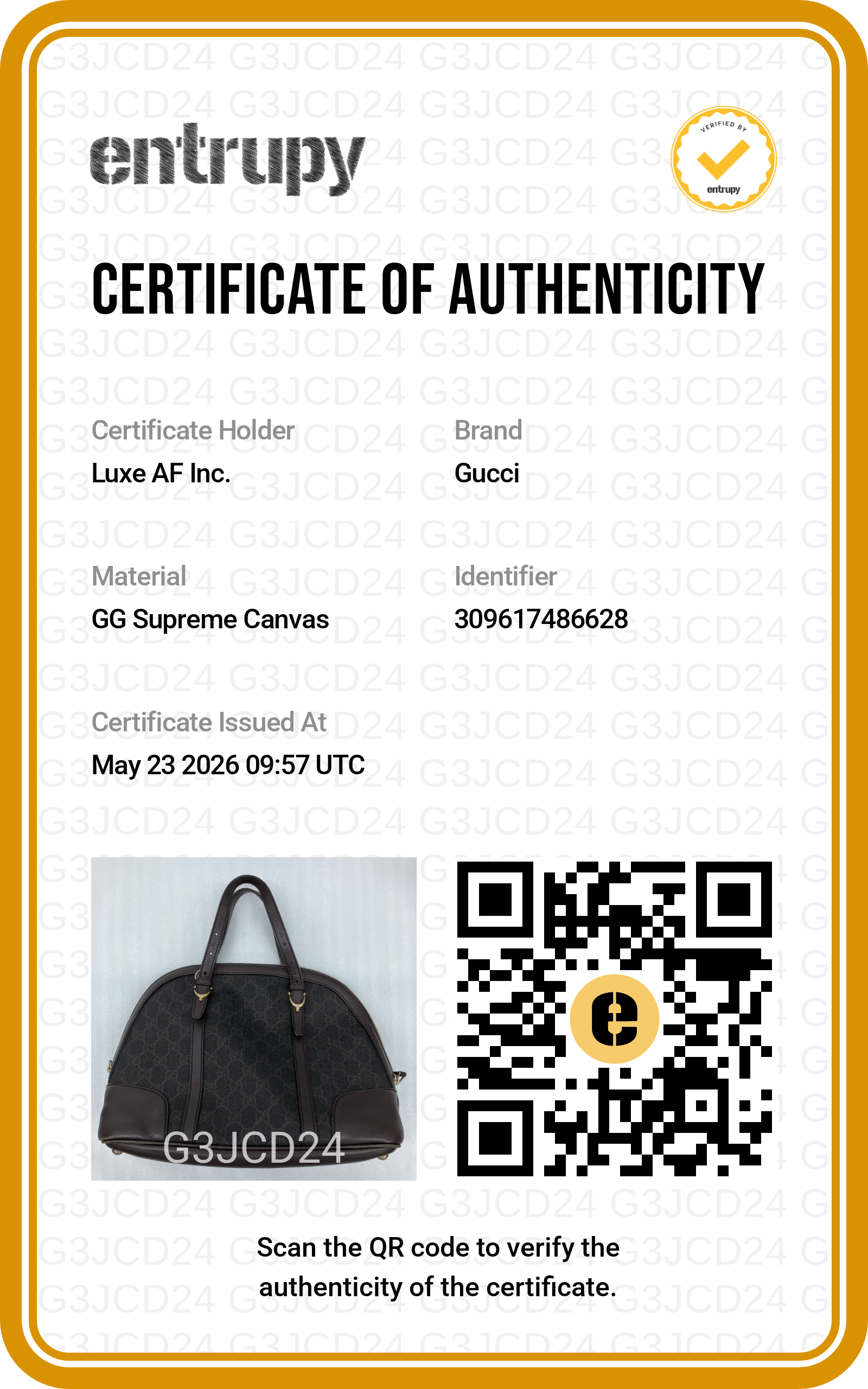 Gucci GG Supreme Canvas Dome Handle Bag GG1080