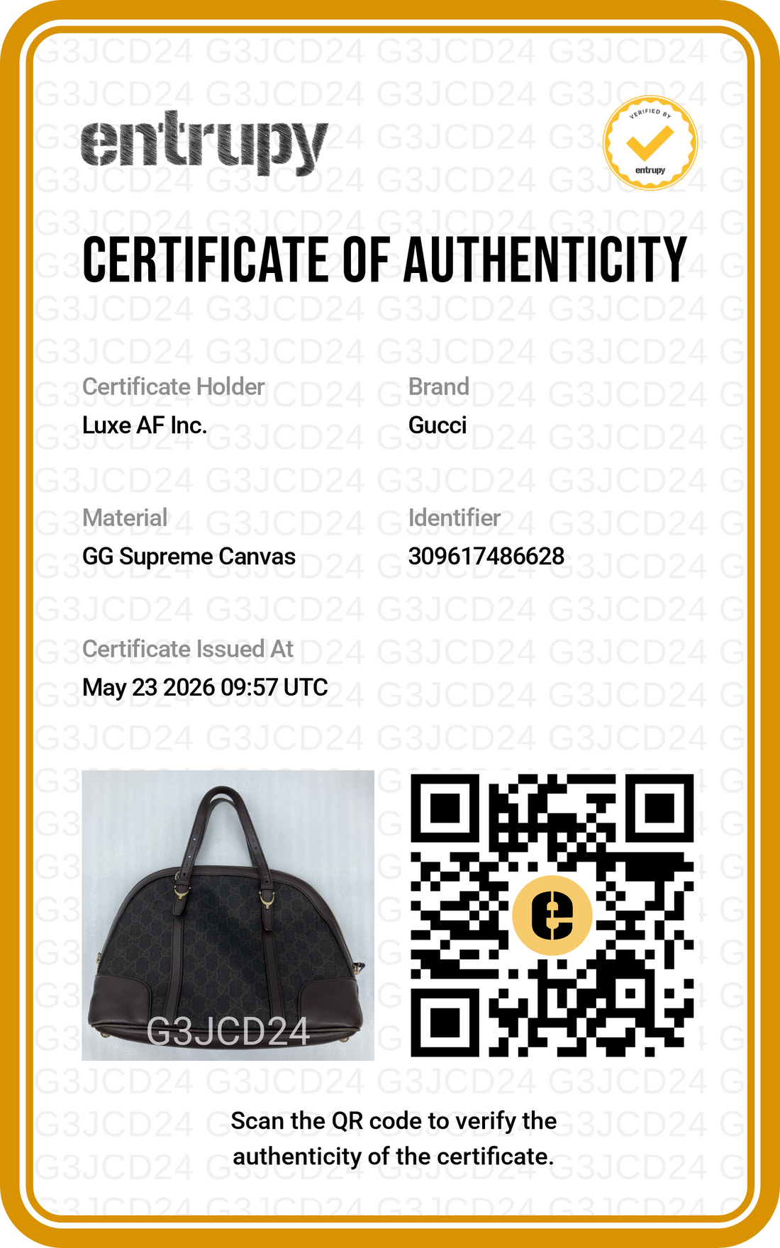 Gucci GG Supreme Canvas Dome Handle Bag GG1080