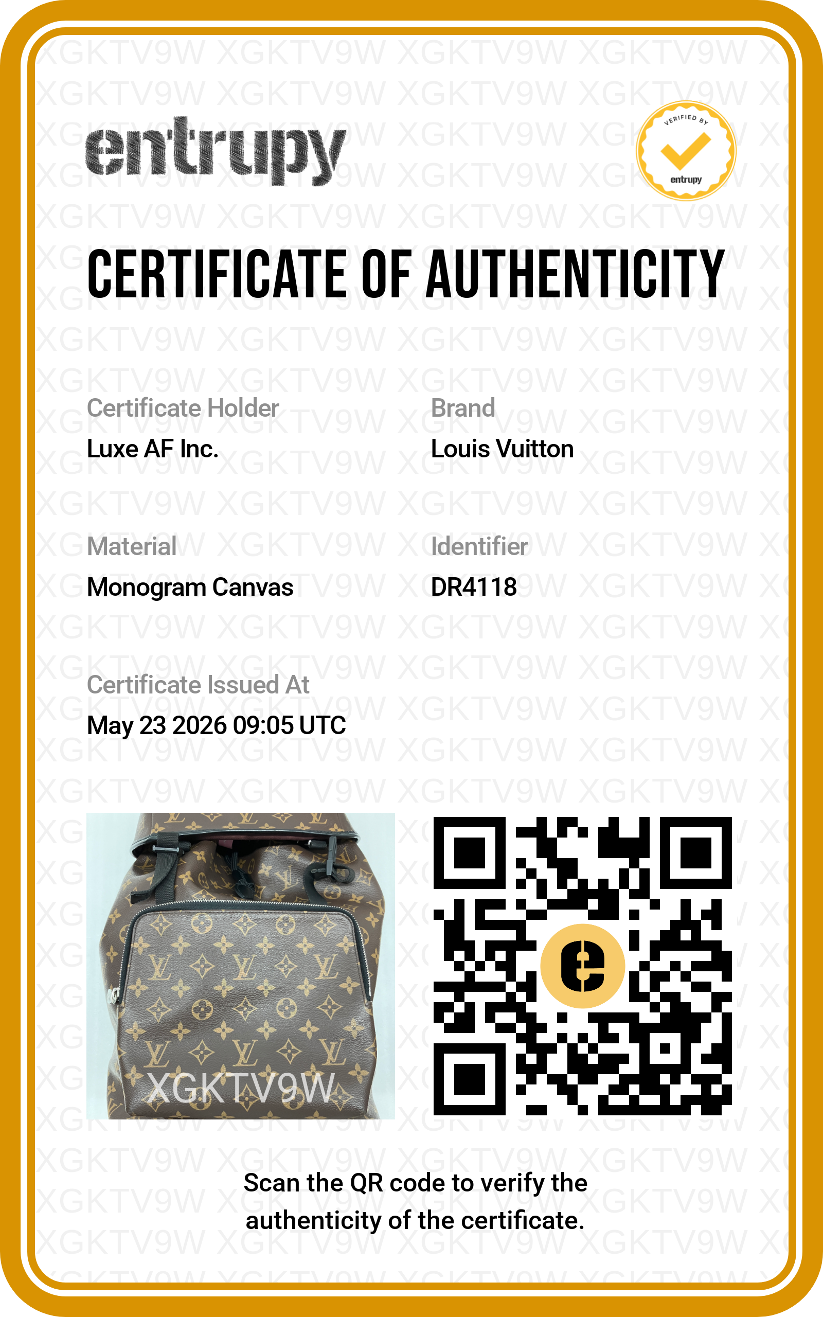 Louis Vuitton Zack GM Monogram Canvas Backpack LV2807