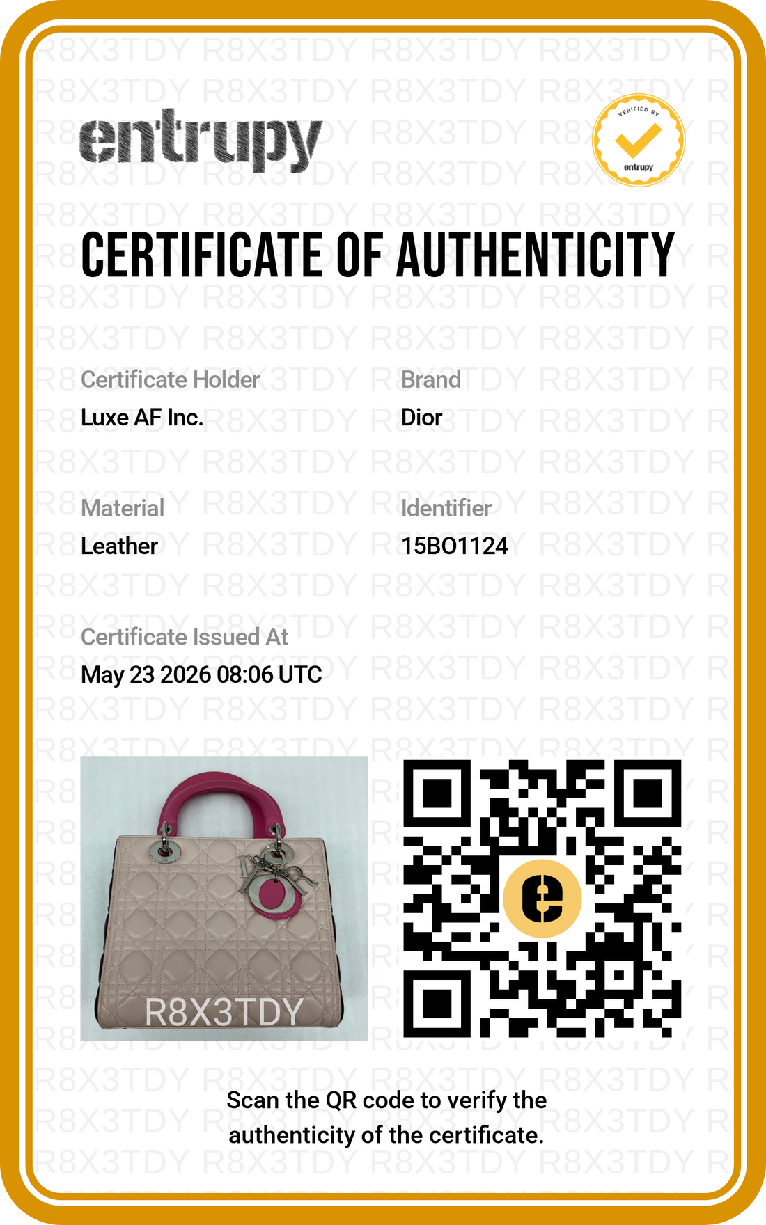 Christian Dior Lady Dior Bicolor Pink Cannage Leather Handle Bag With Silver Charms DR743