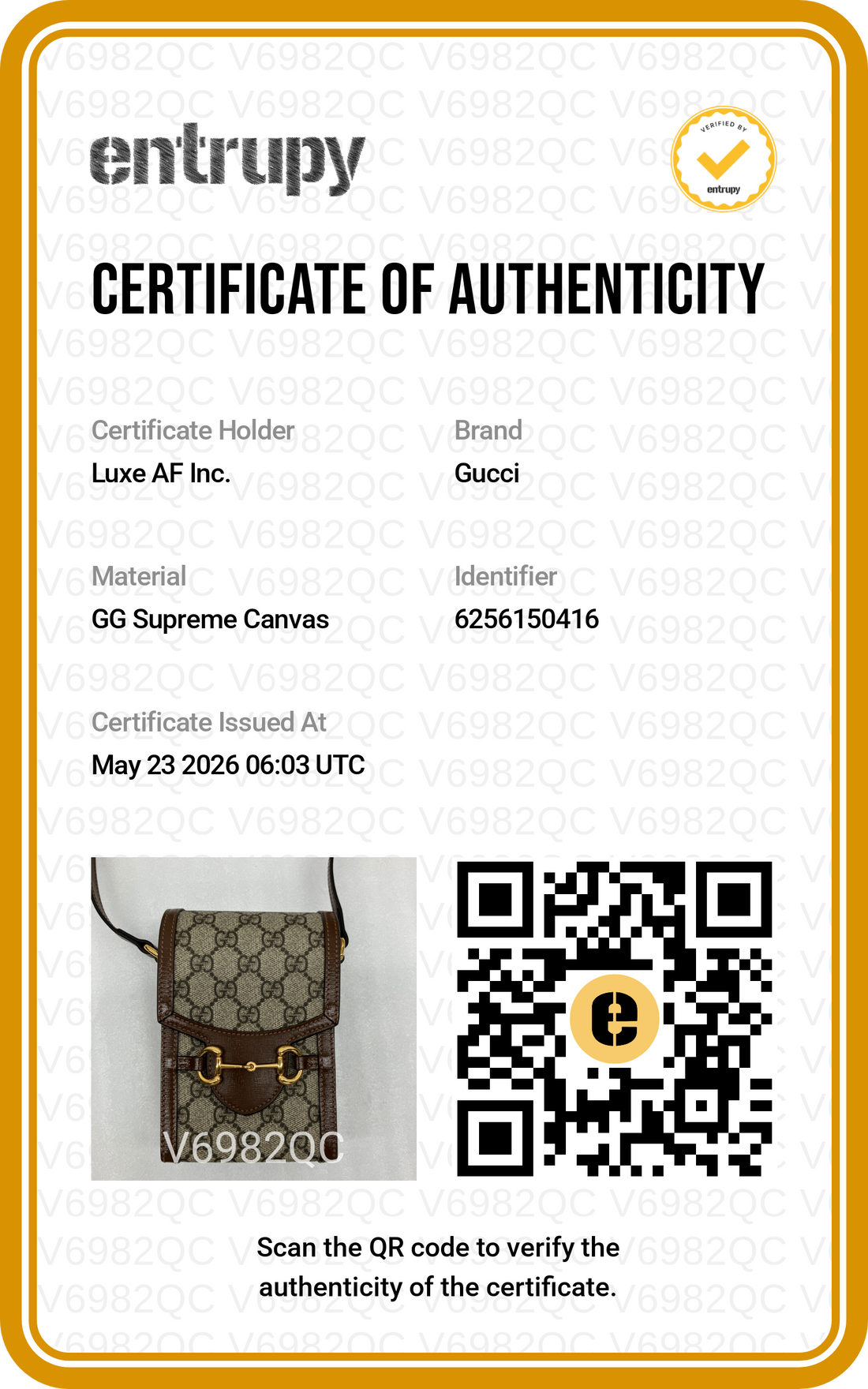 Gucci Horsebit 1955 GG Supreme Shoulder Bag GG1066