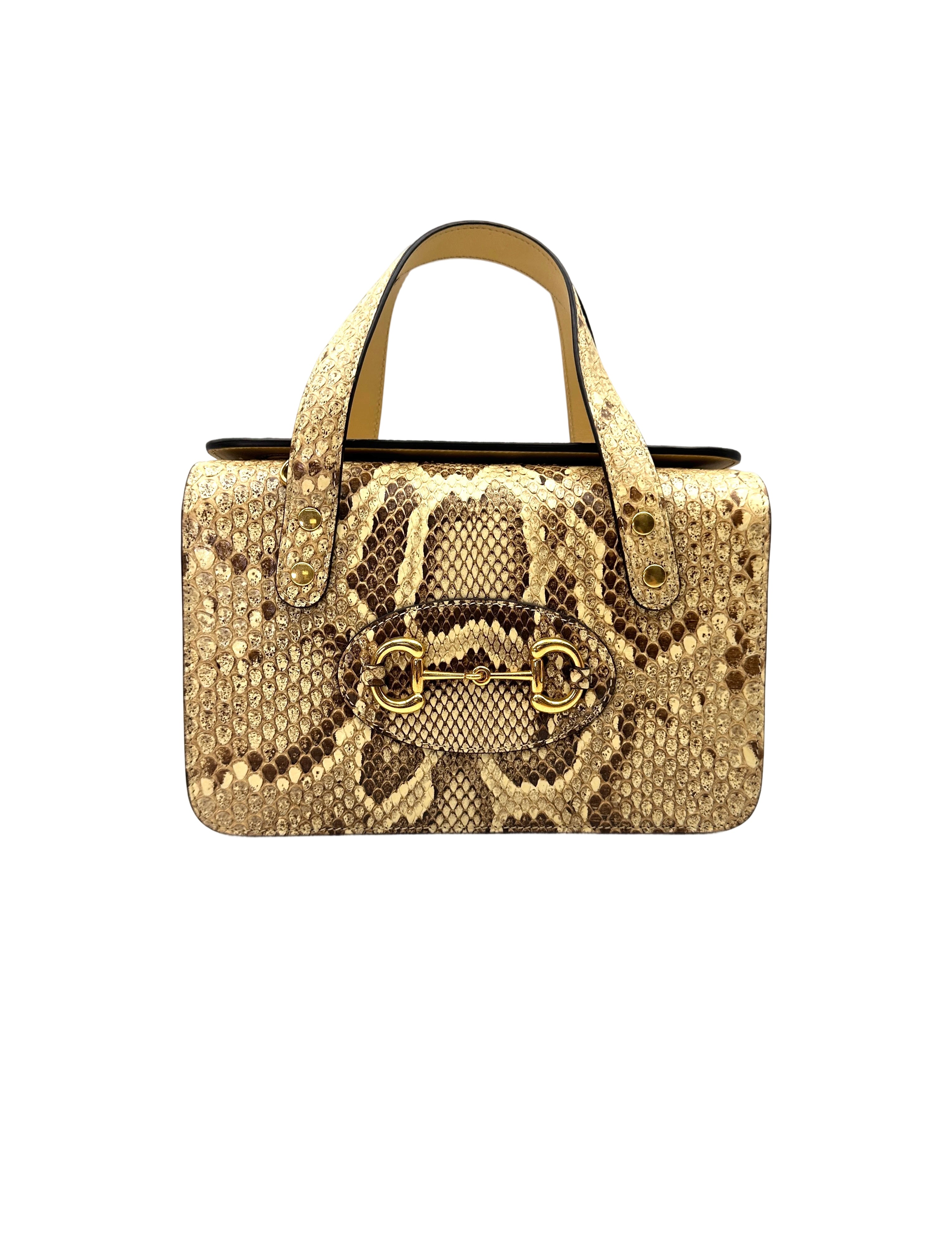 Gucci Horsebit 1955 Python Leather Handle Bag GG1076