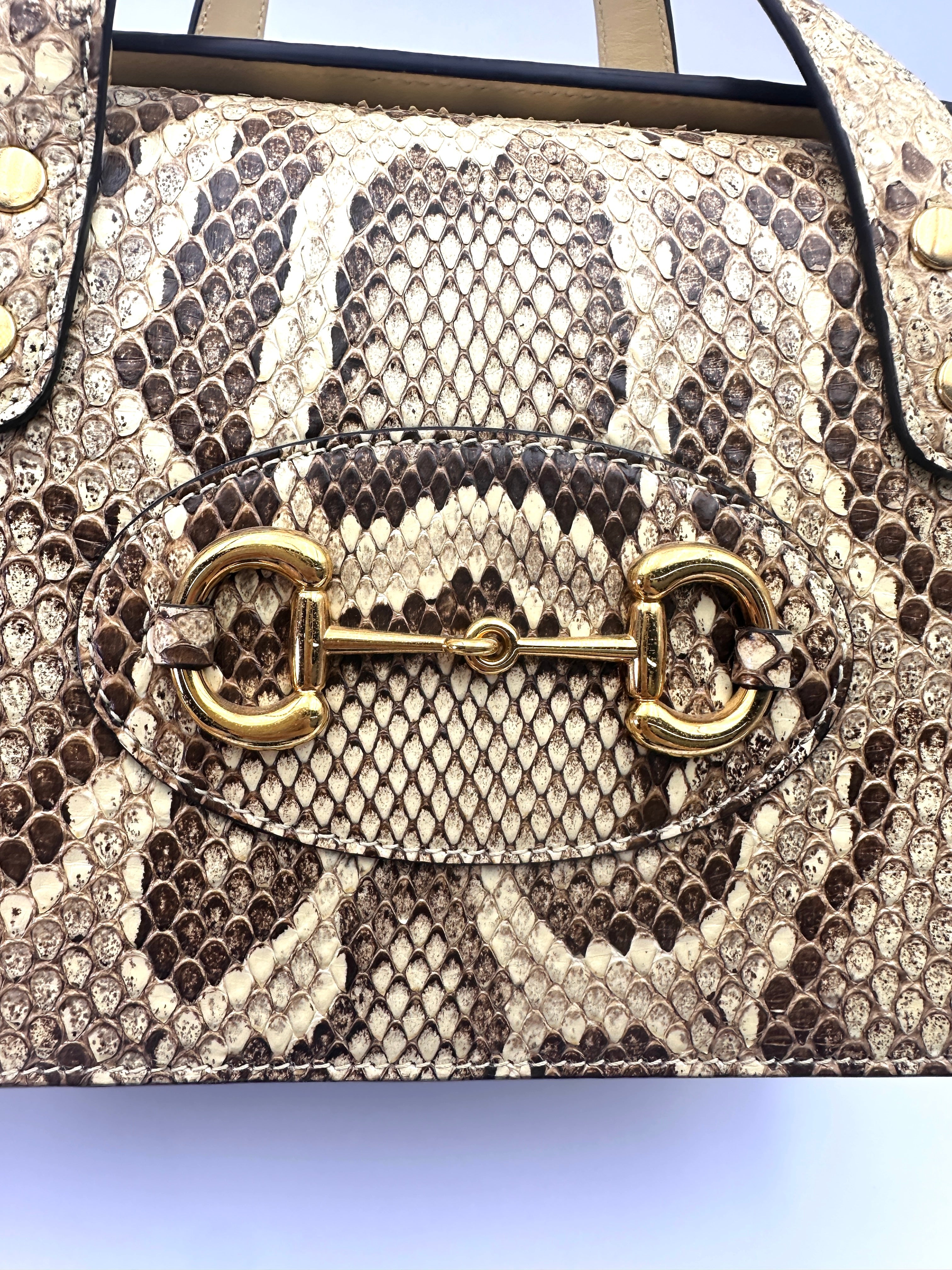 Gucci Horsebit 1955 Python Leather Handle Bag GG1076