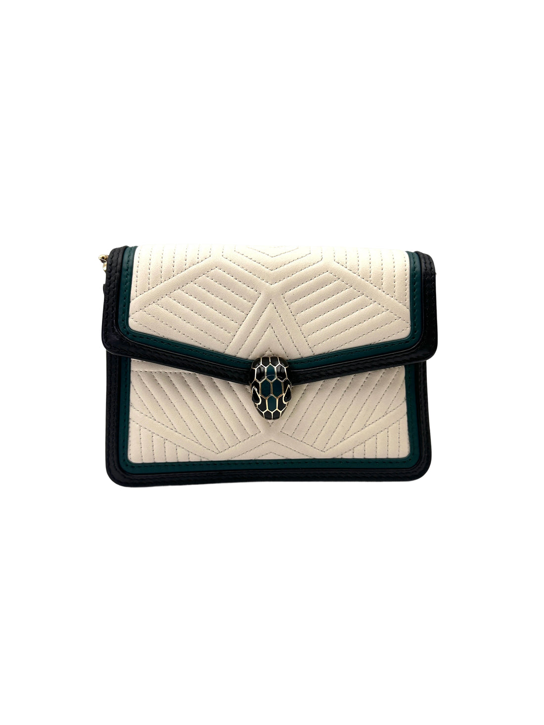 Bvlgari Serpenti Flower White Diamond Blast Quilted Leather Shoulder Bag BS43