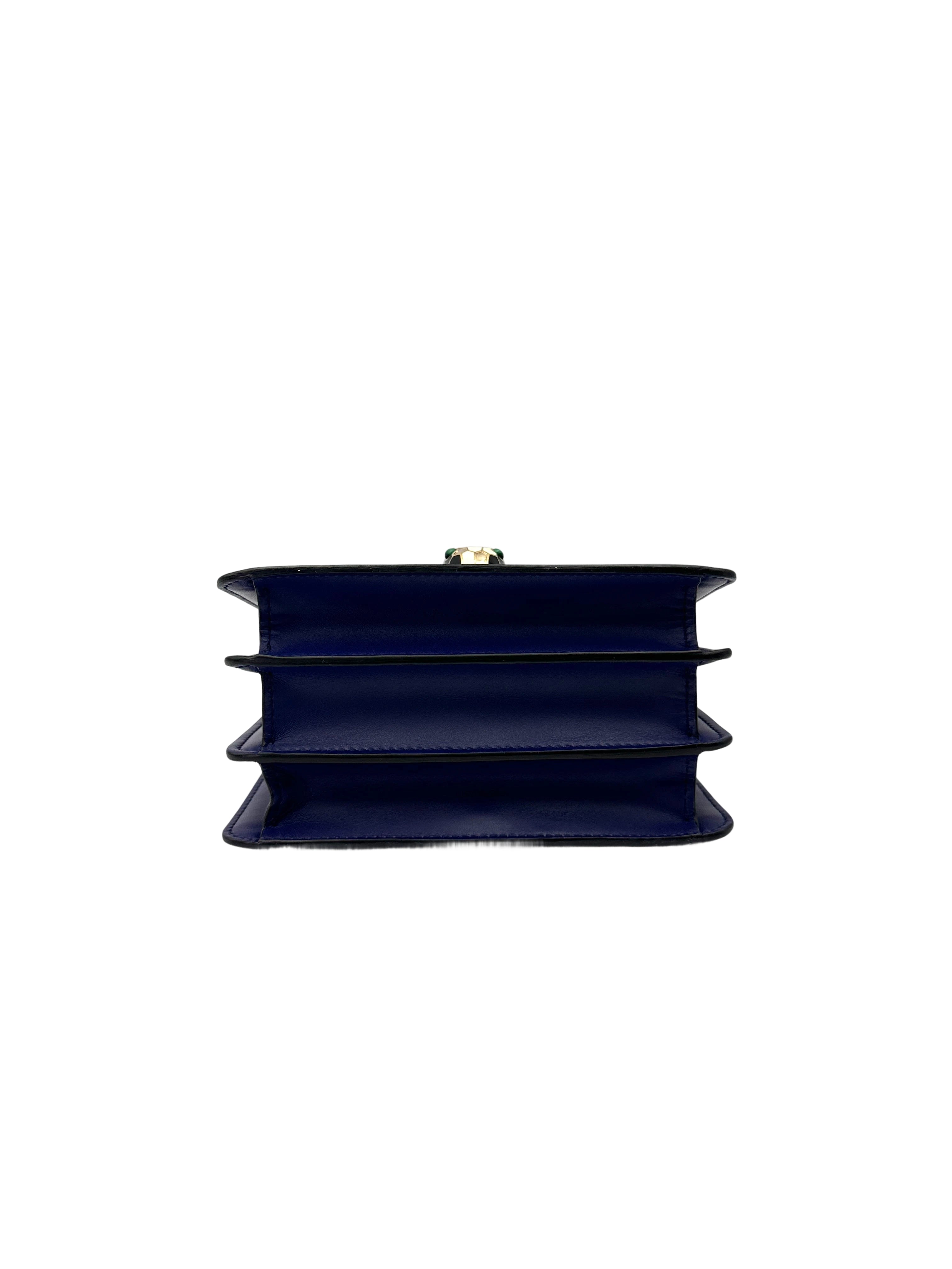Bvlgari Serpenti Flower Blue Leather Galuchat Stingray Handle Bag BS42