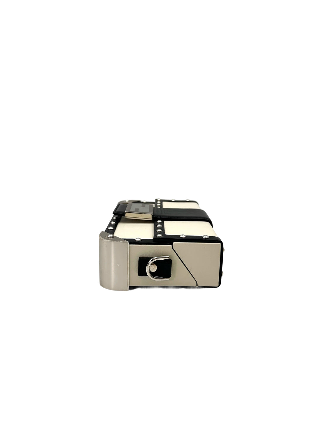 Fendi Baguette Trunk Black/White Leather Shoulder Bag FF107