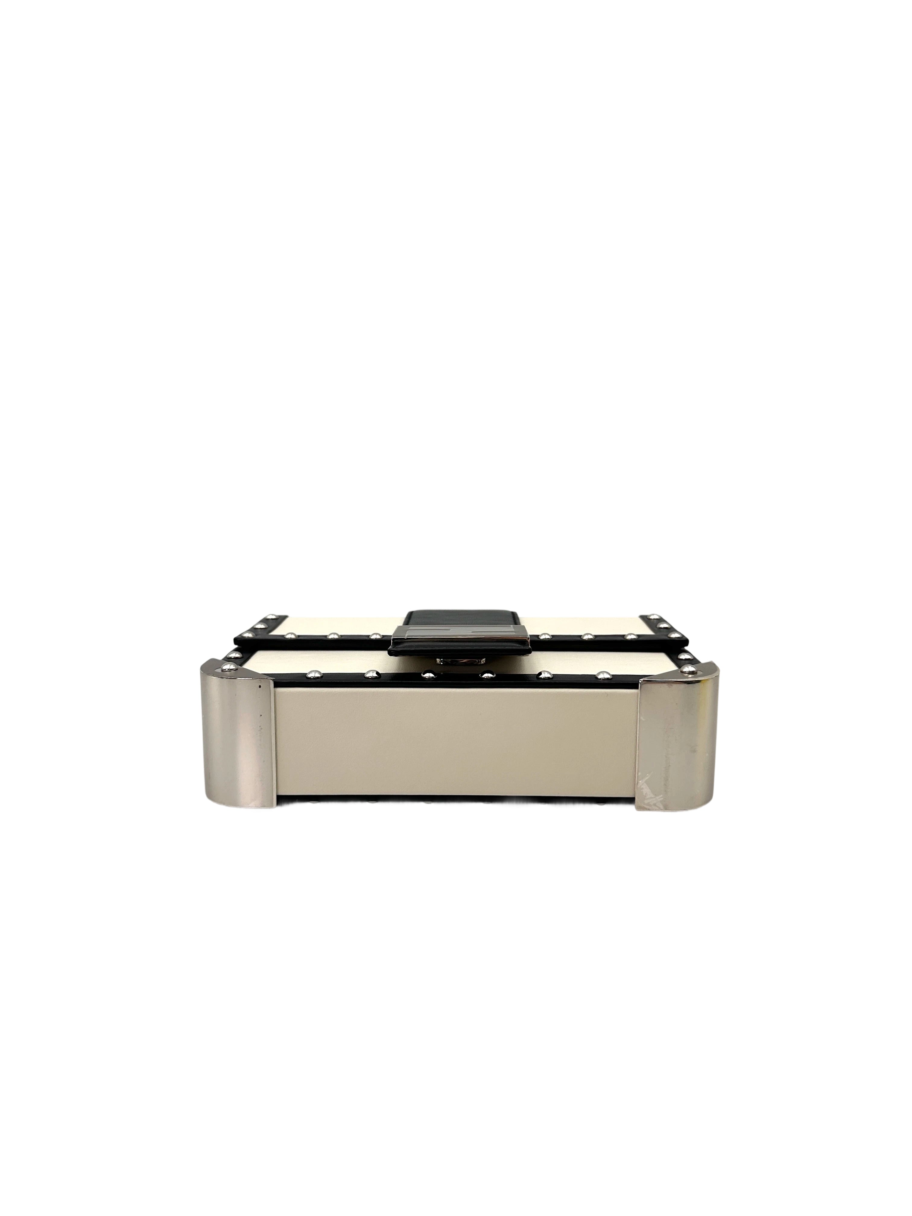 Fendi Baguette Trunk Black/White Leather Shoulder Bag FF107