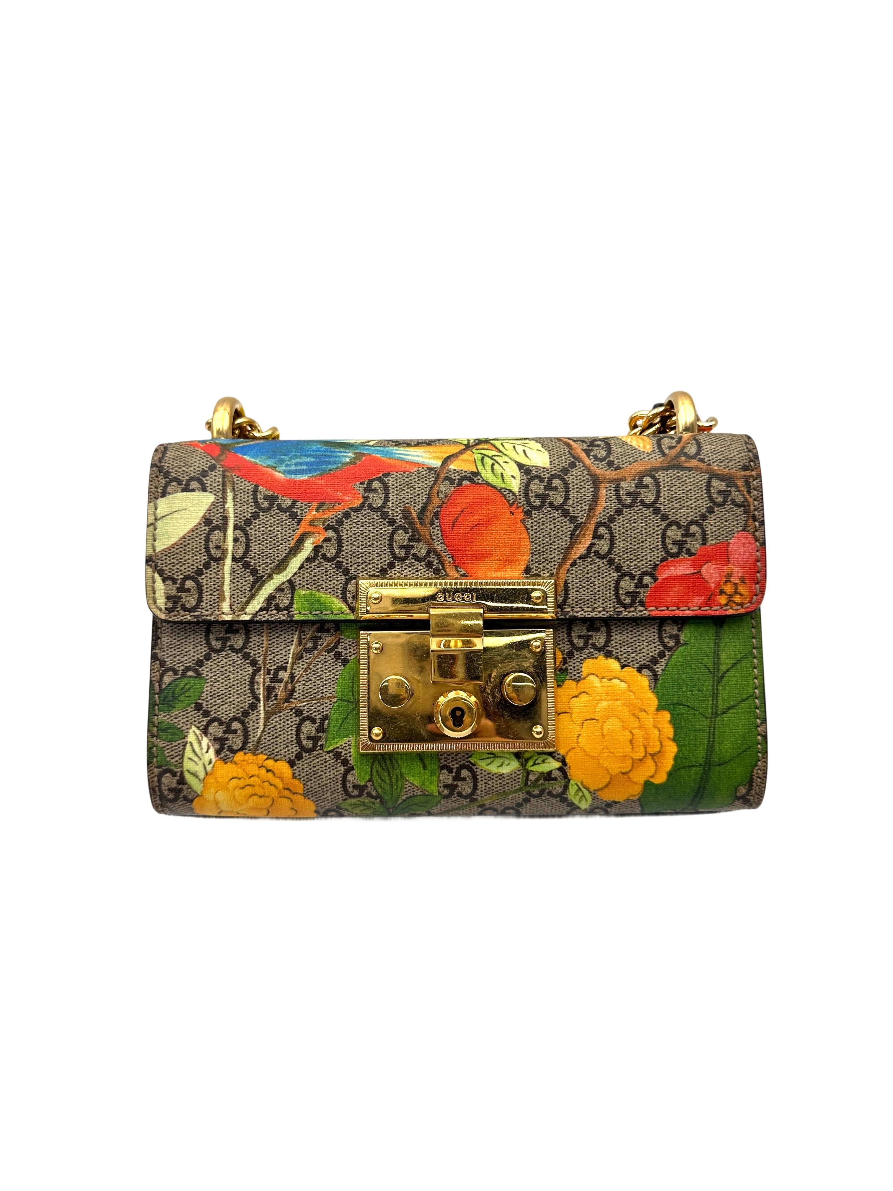 Gucci Padlock Floral Bird GG Canvas Small Size Shoulder Bag GG1085