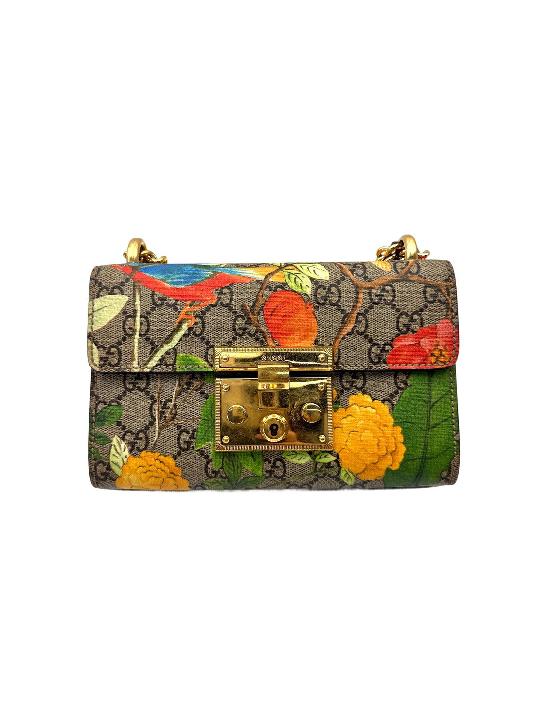 Gucci Padlock Floral Bird GG Canvas Small Size Shoulder Bag GG1085