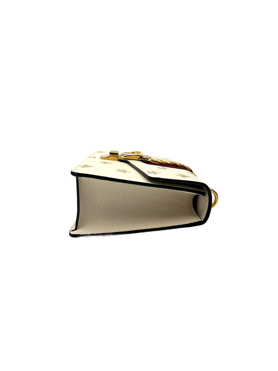 Gucci Sylvie Bee Star White Leather Shoulder Bag GG1081