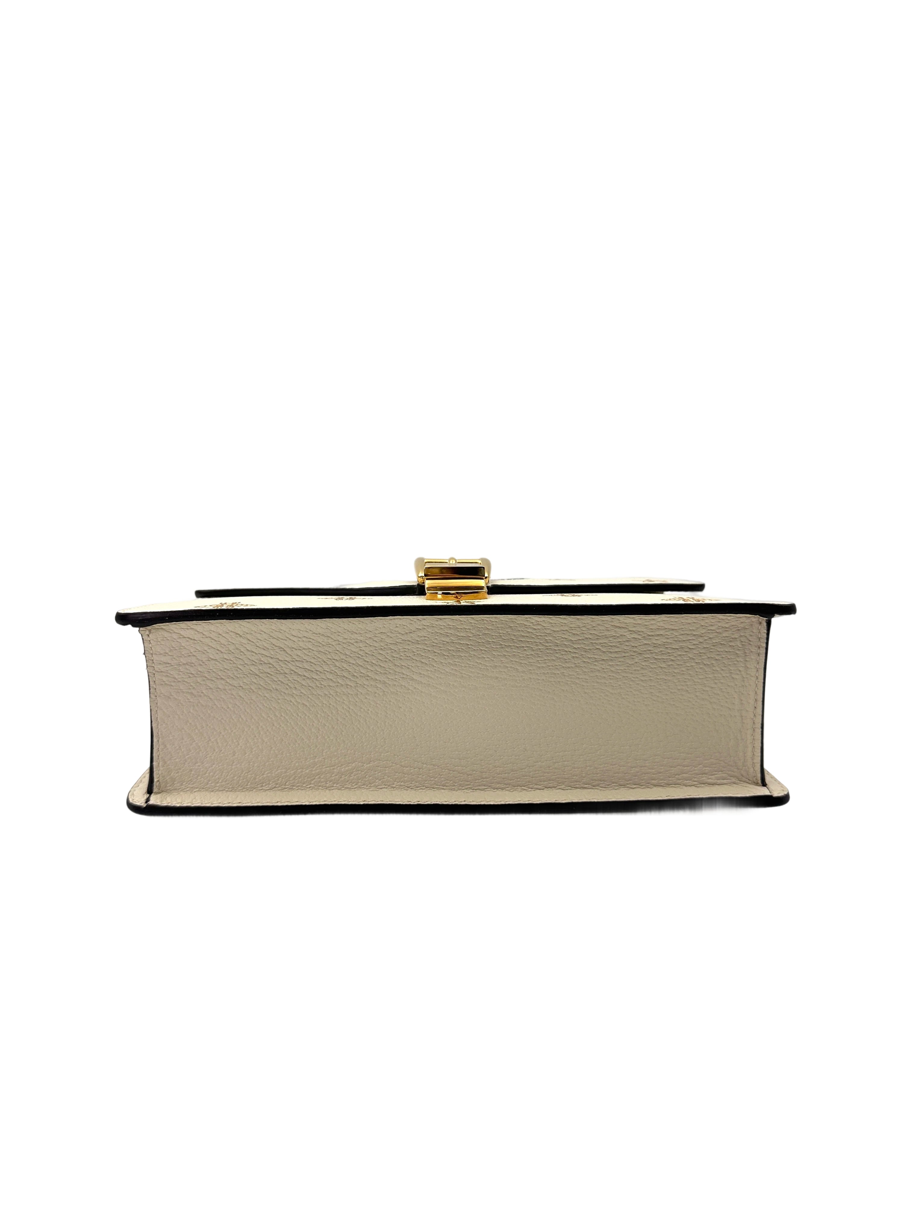 Gucci Sylvie Bee Star White Leather Shoulder Bag GG1081