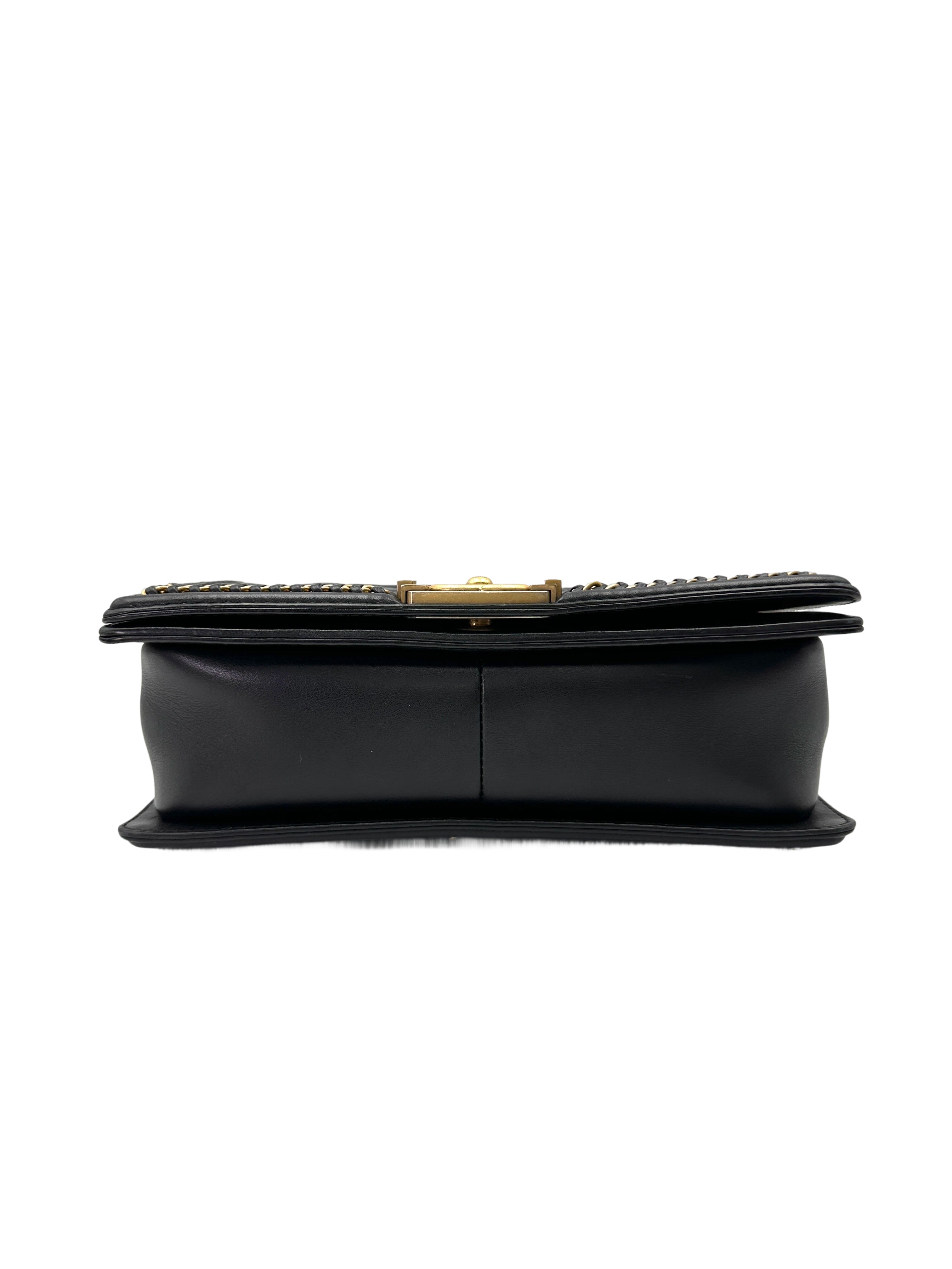 Chanel LeBoy Black Quilted Leather Top Handle Flap Bag With Gold Hardware(24***18) CC2002