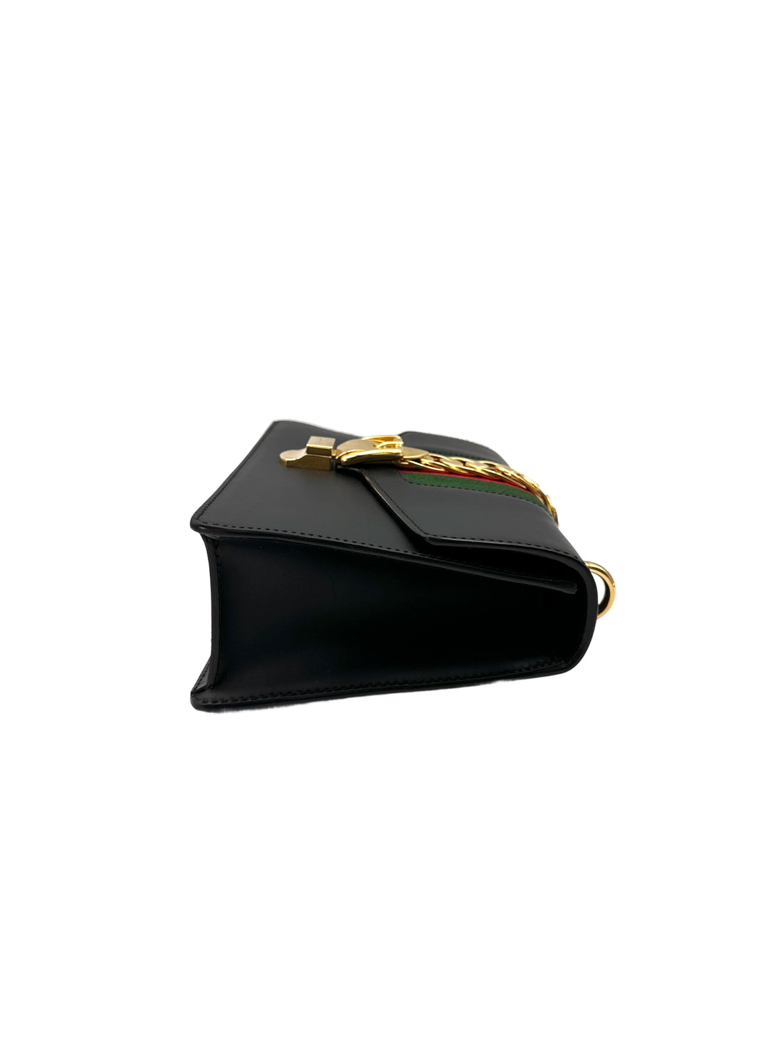 Gucci Sylvie Black Leather Medium Size Shoulder Bag GG1084