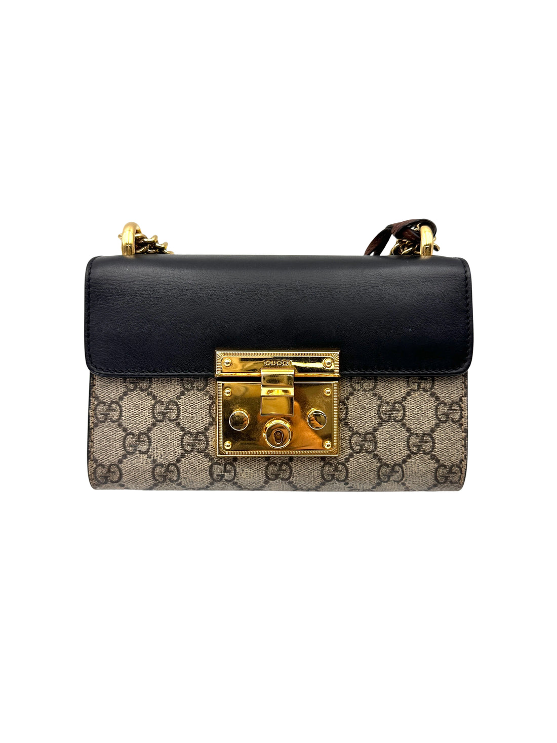 Gucci Padlock GG Canvas & Black Leather Handle Shoulder Bag GG1087