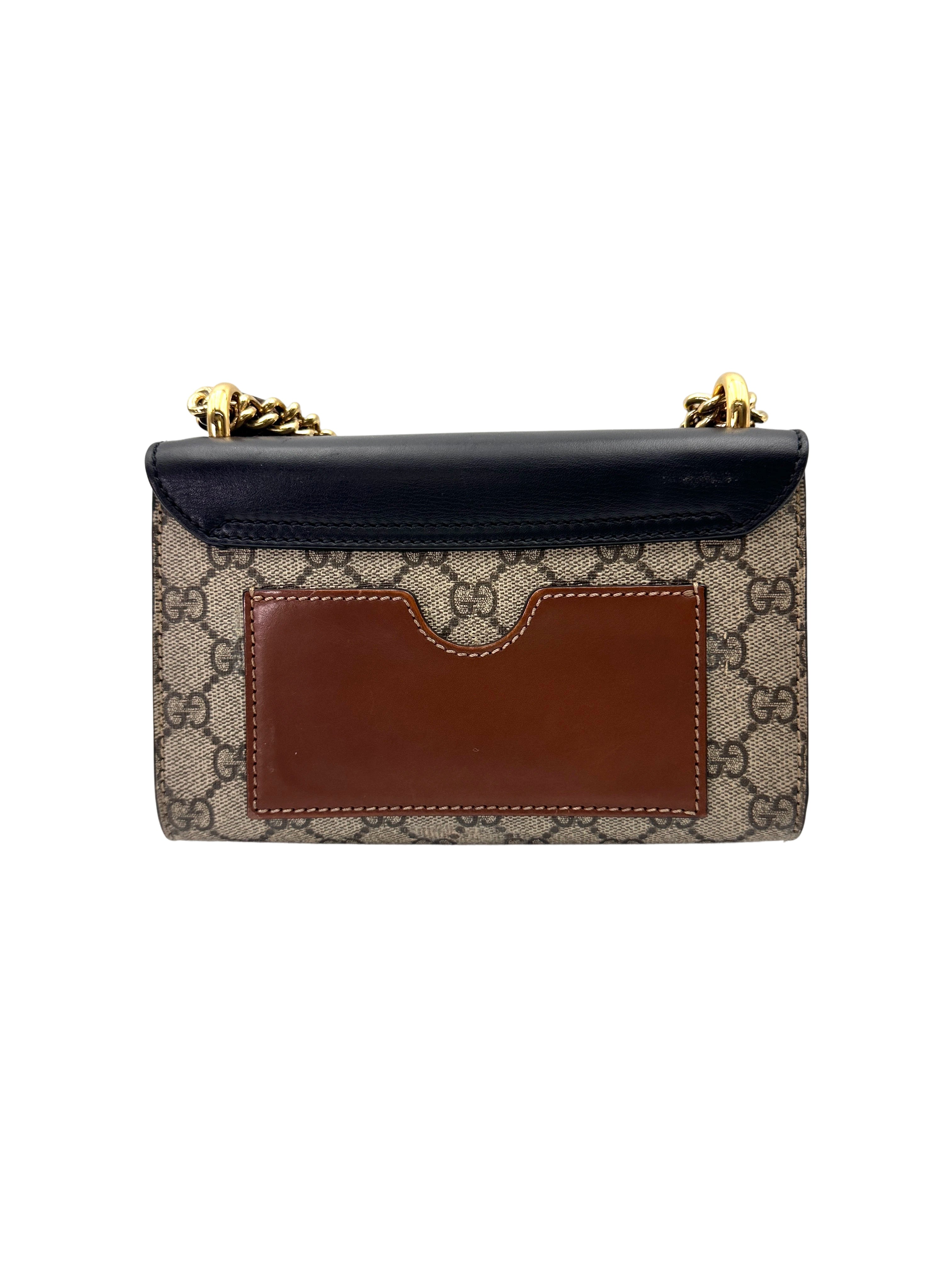 Gucci Padlock GG Canvas & Black Leather Handle Shoulder Bag GG1087