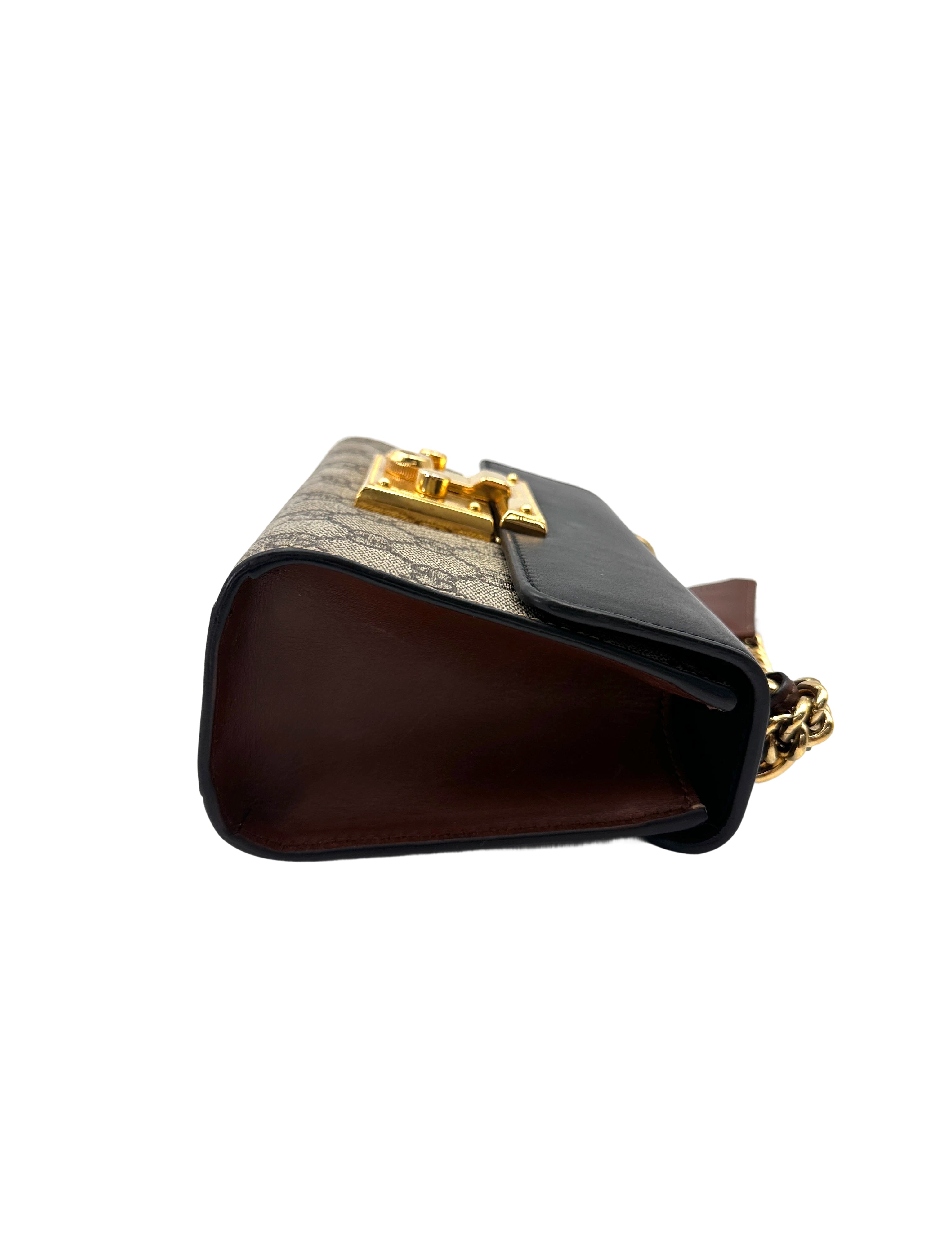 Gucci Padlock GG Canvas & Black Leather Handle Shoulder Bag GG1087