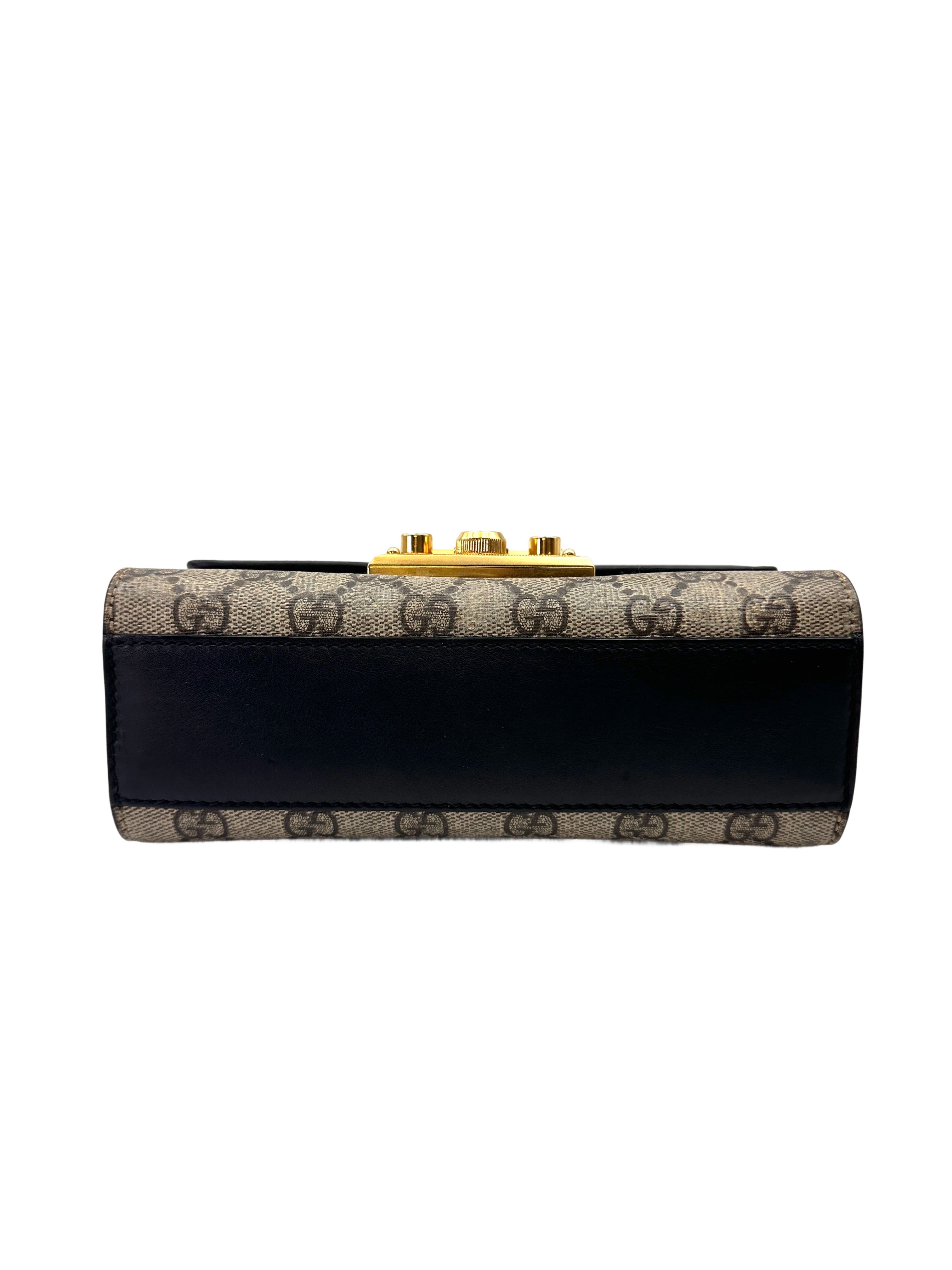 Gucci Padlock GG Canvas & Black Leather Handle Shoulder Bag GG1087