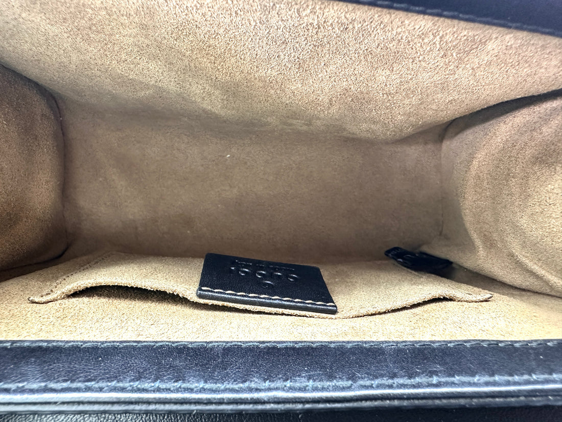 Gucci Padlock GG Canvas & Black Leather Handle Shoulder Bag GG1087