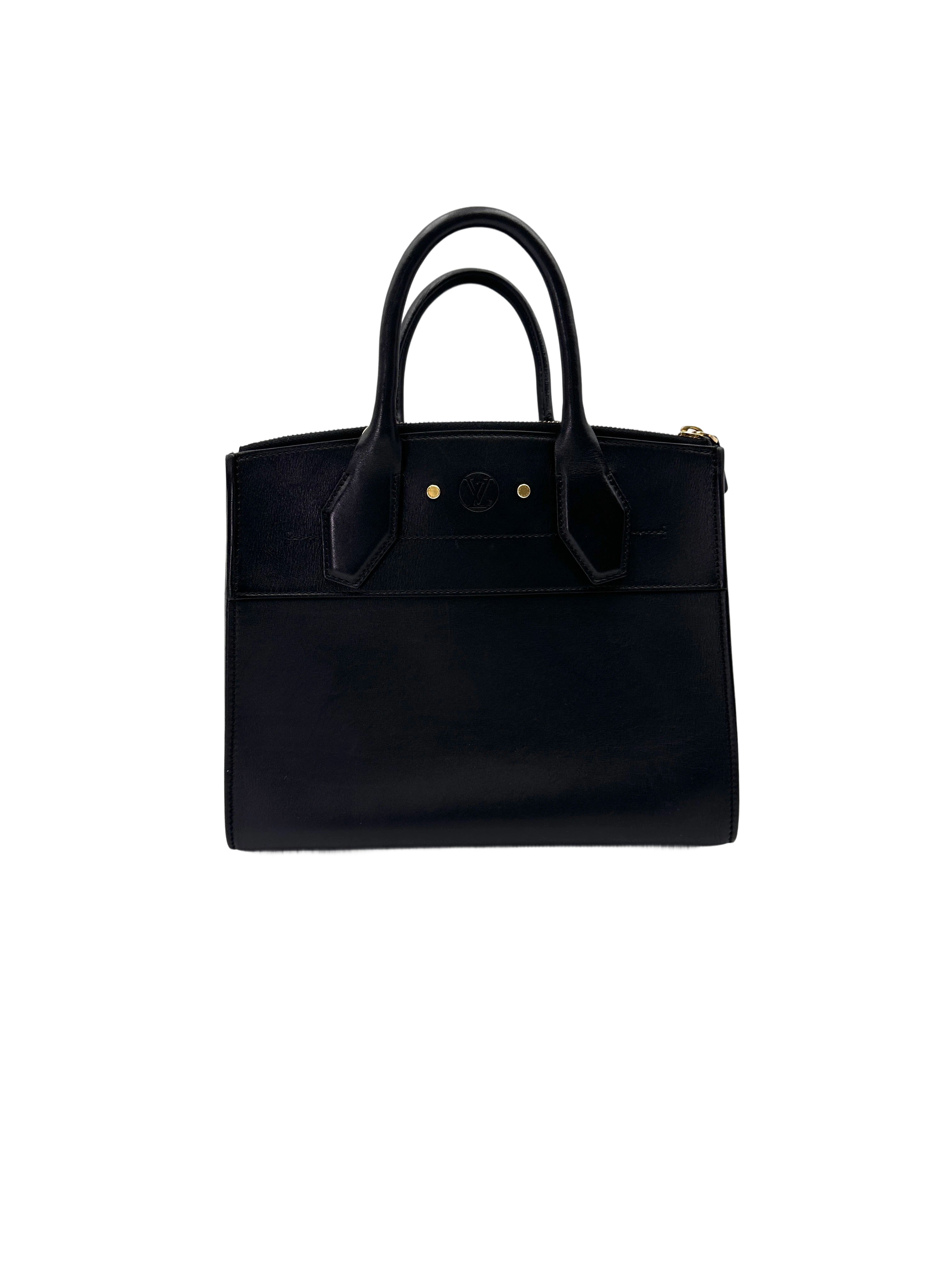 Louis Vuitton City Steamer MM Black Grained Leather Handle Bag LV2810
