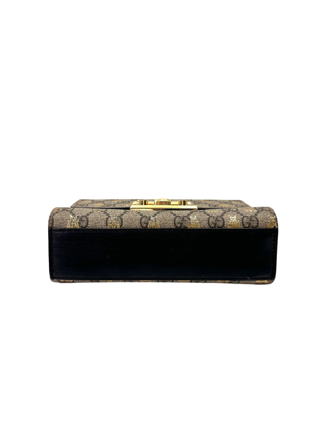 Gucci Padlock Bee Star Black Leather Shoulder Bag GG1086