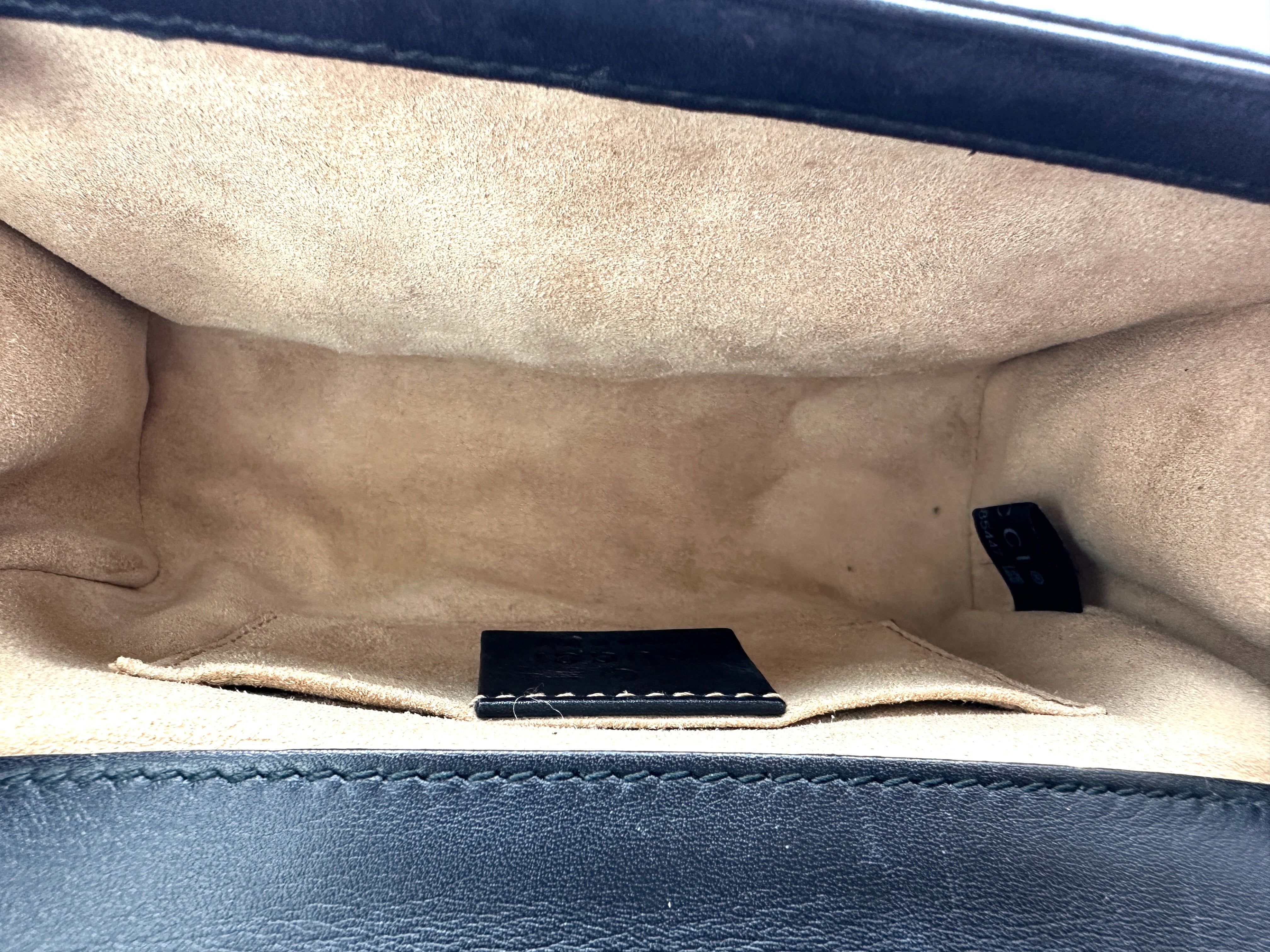 Gucci Padlock Bee Star Black Leather Shoulder Bag GG1086