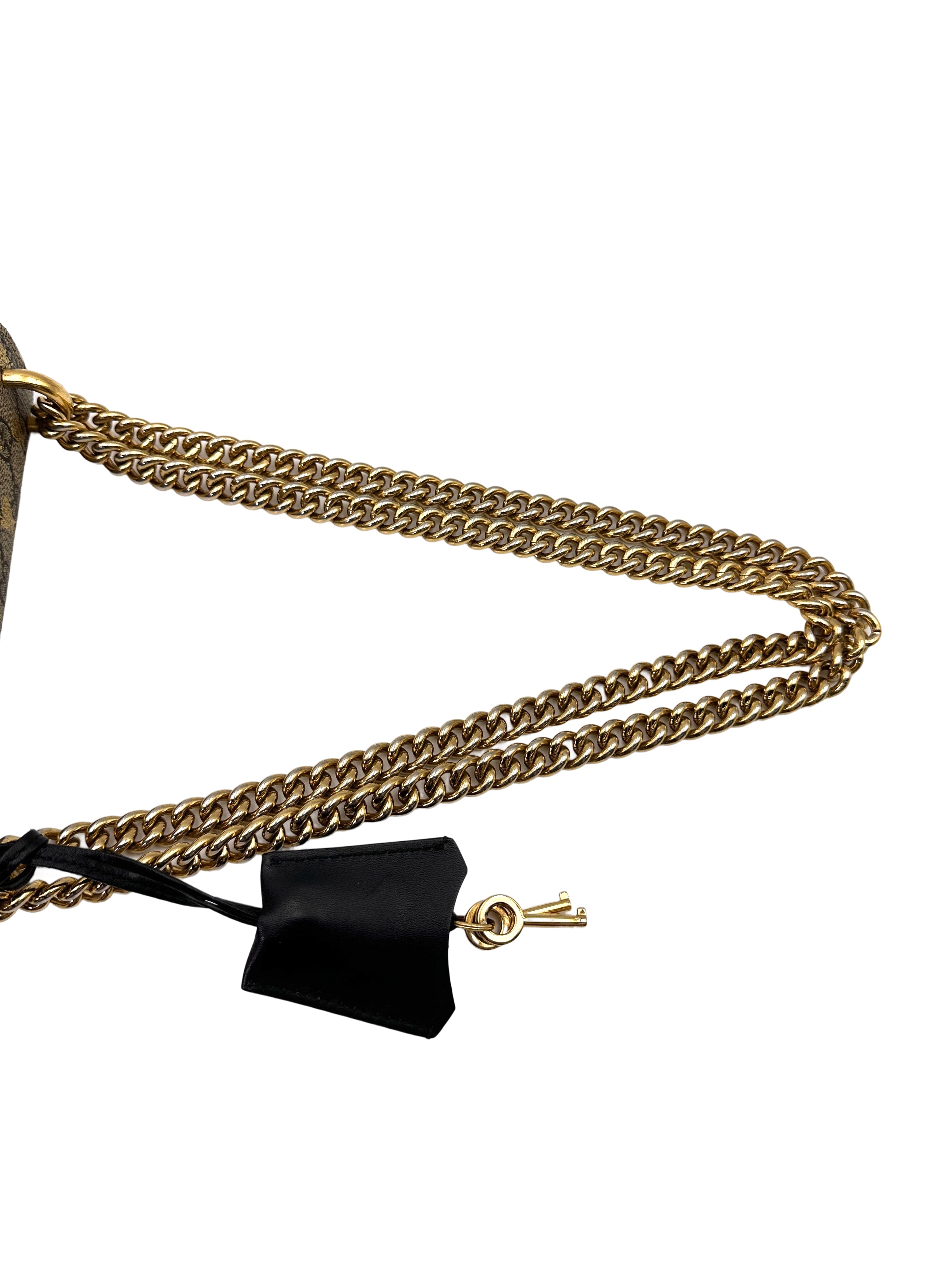 Gucci Padlock Bee Star Black Leather Shoulder Bag GG1086