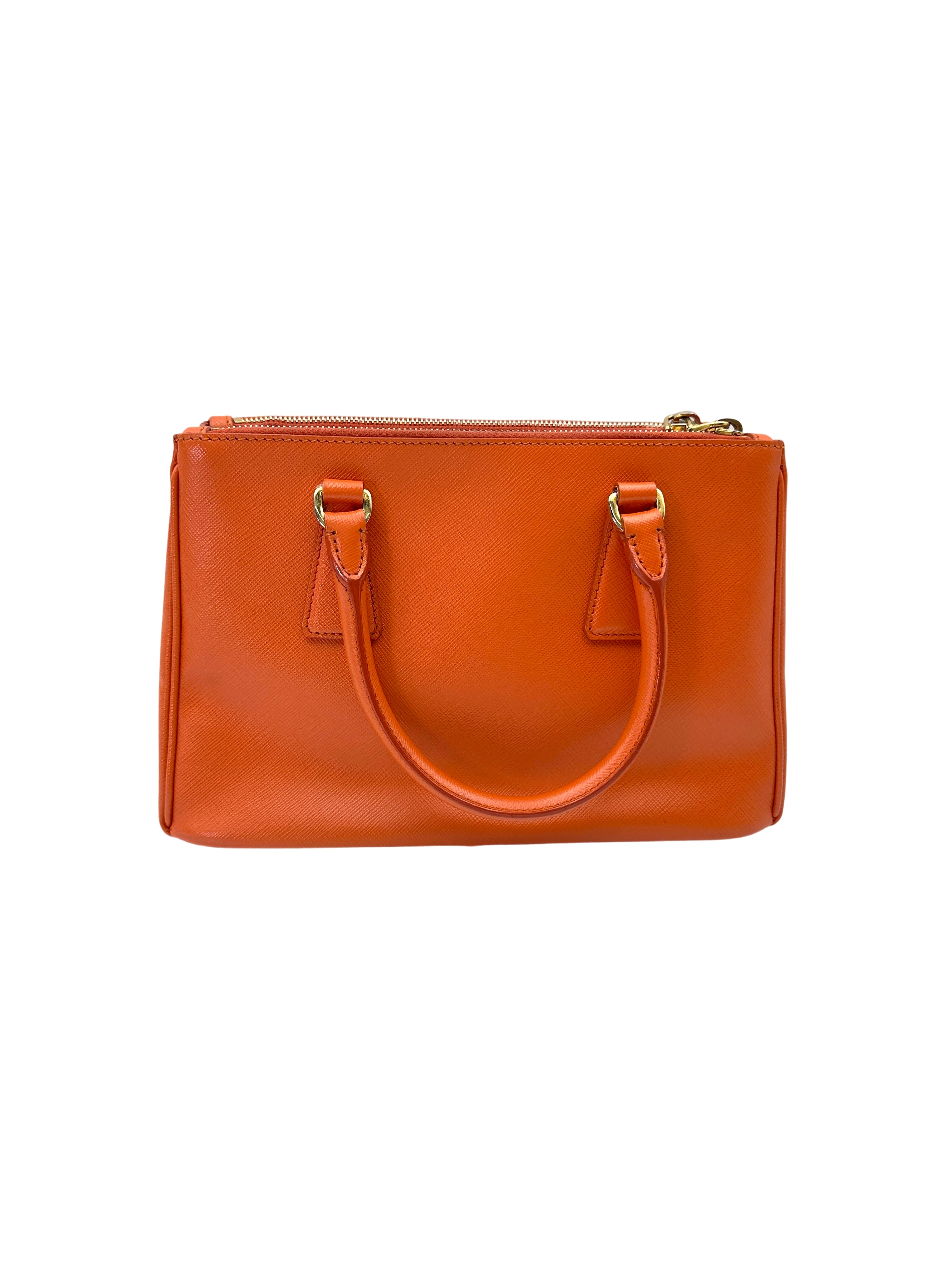 Prada Galleria Orange Saffiano Leather Handle Bag PR374