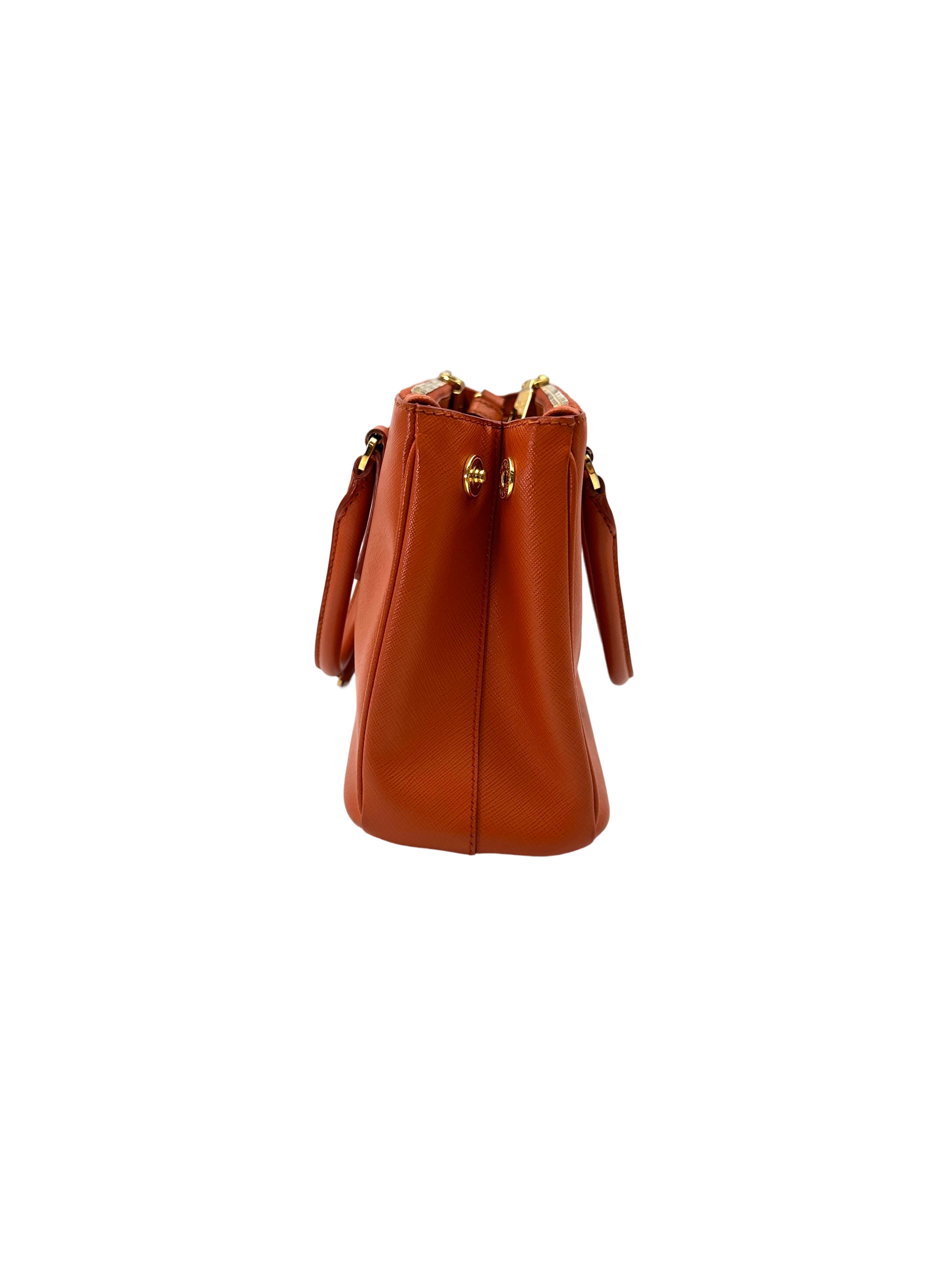 Prada Galleria Orange Saffiano Leather Handle Bag PR374