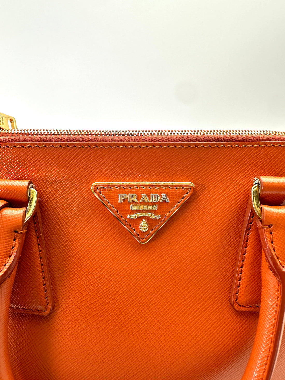 Prada Galleria Orange Saffiano Leather Handle Bag PR374