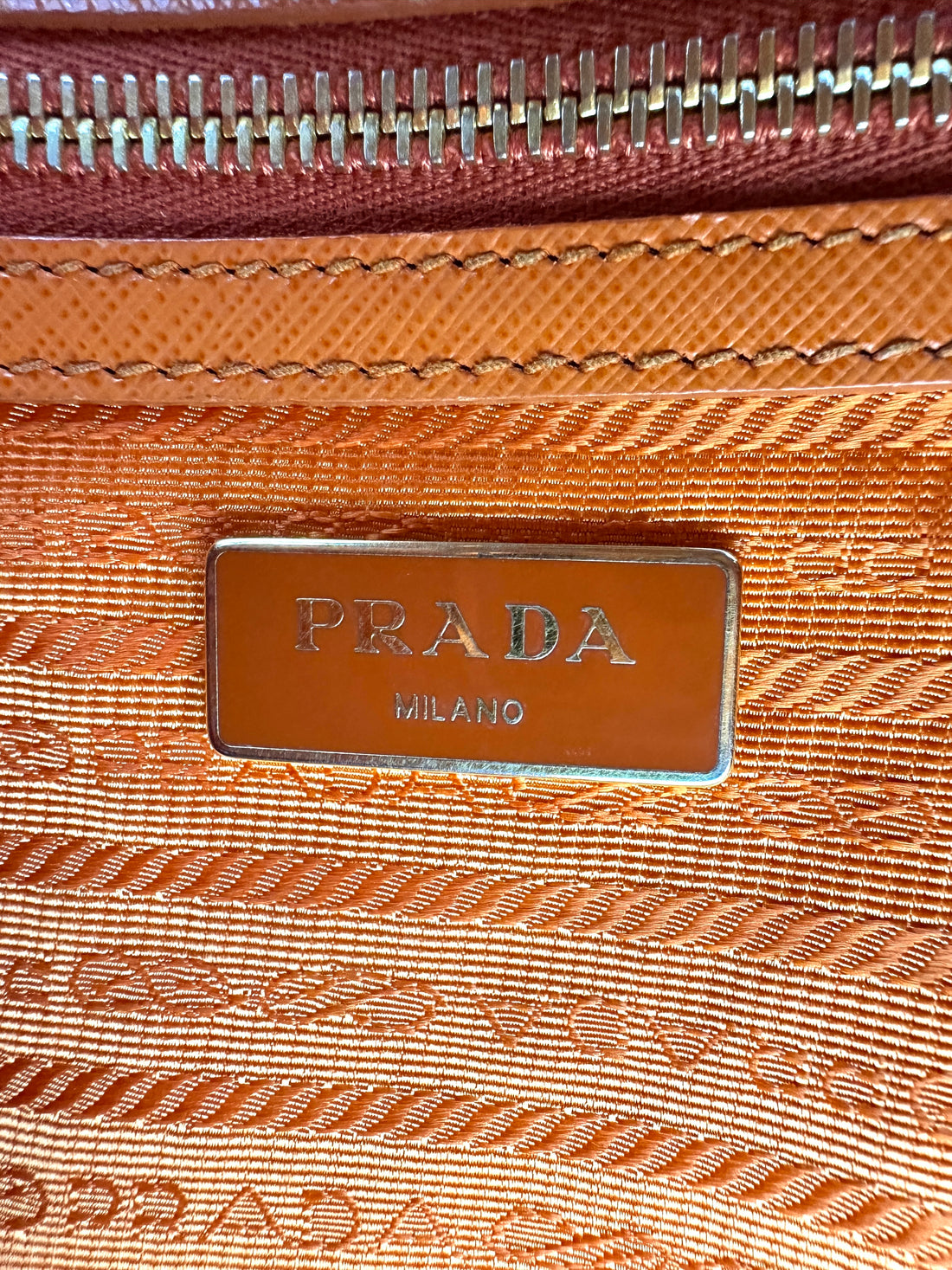 Prada Galleria Orange Saffiano Leather Handle Bag PR374
