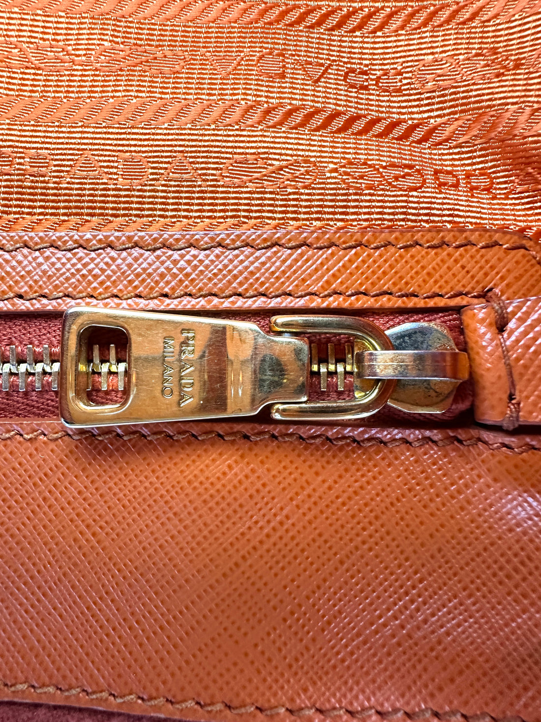 Prada Galleria Orange Saffiano Leather Handle Bag PR374
