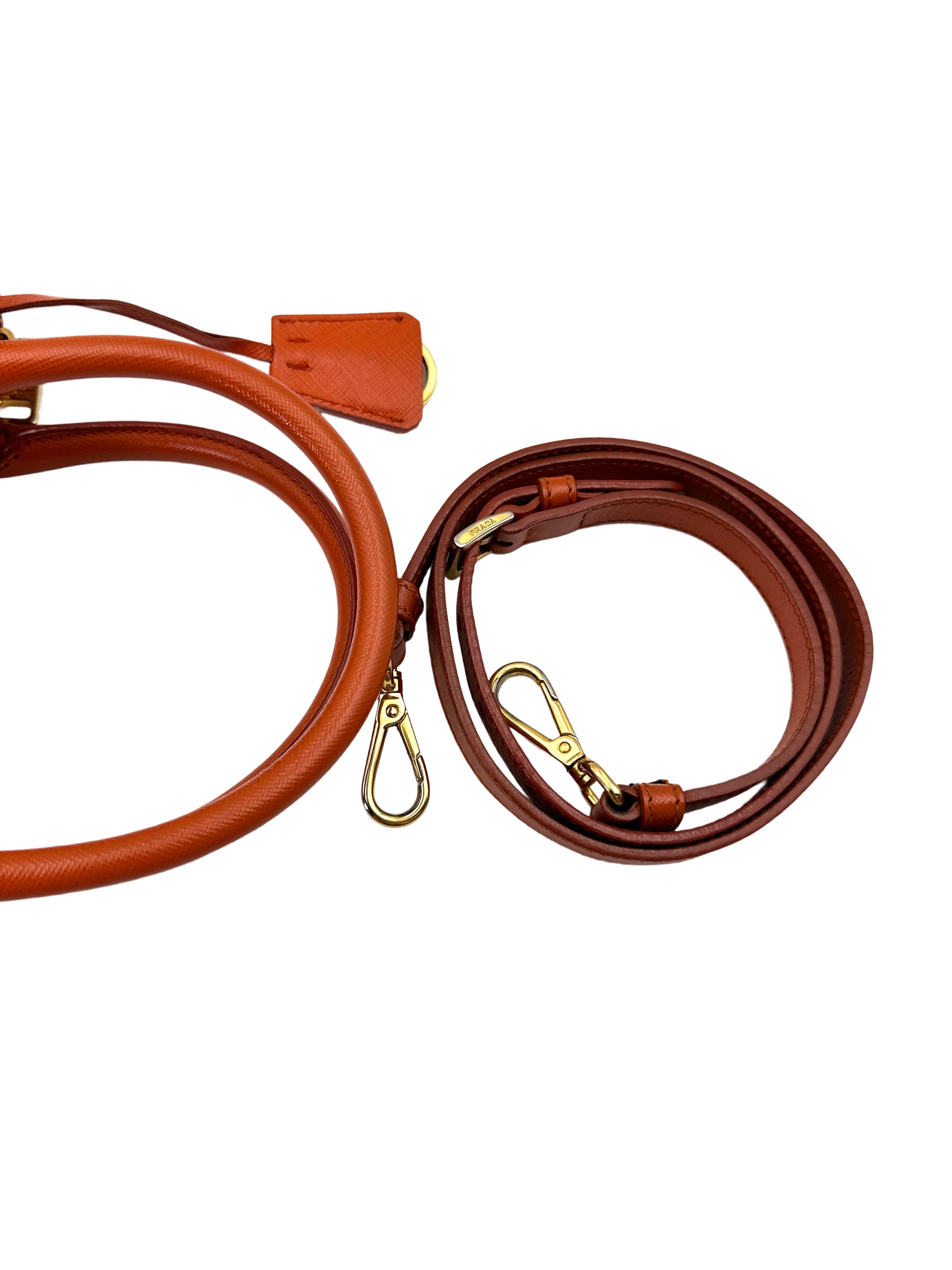 Prada Galleria Orange Saffiano Leather Handle Bag PR374