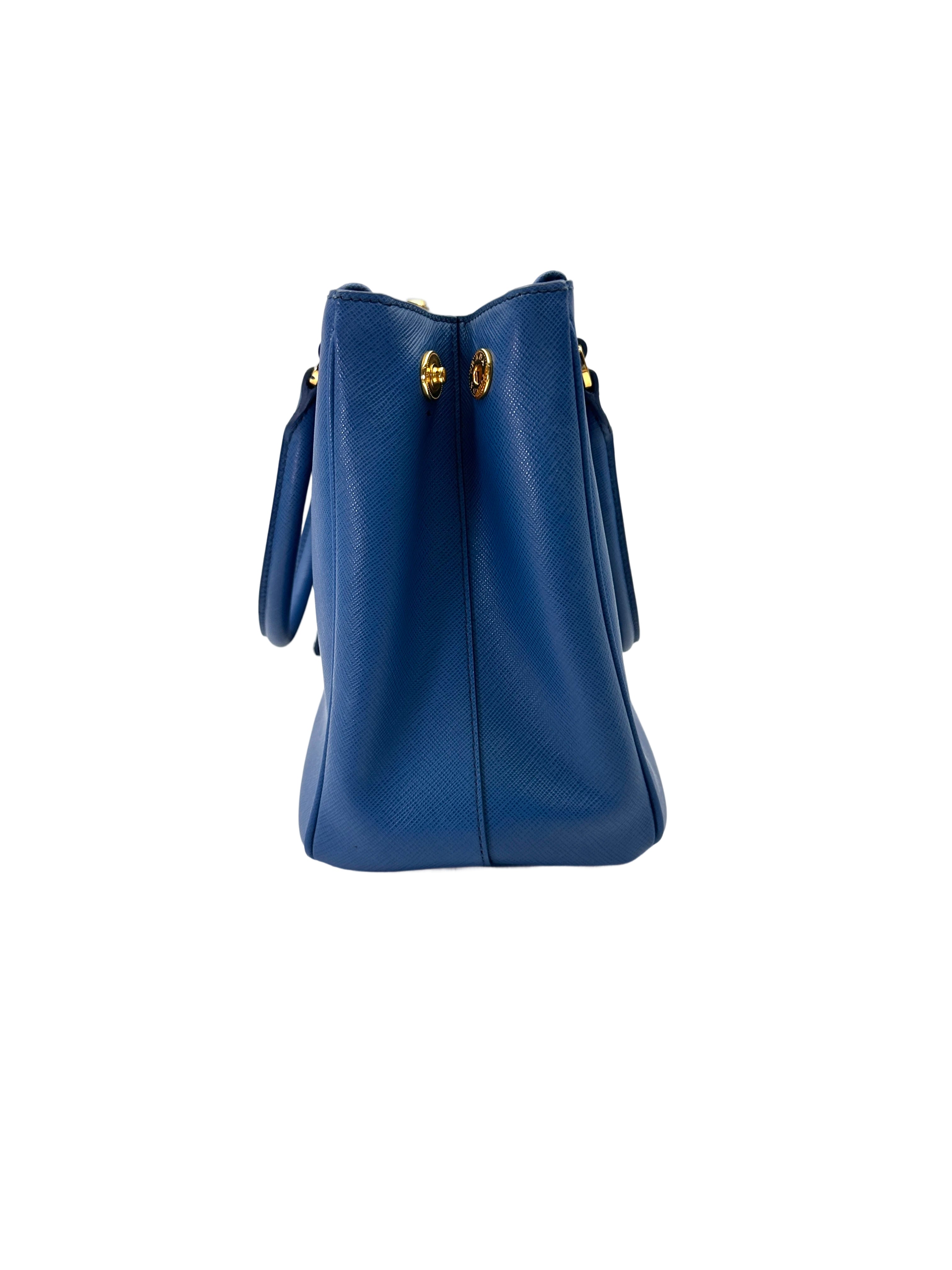 Prada Galleria Blue Saffiano Leather Handle Bag PR373