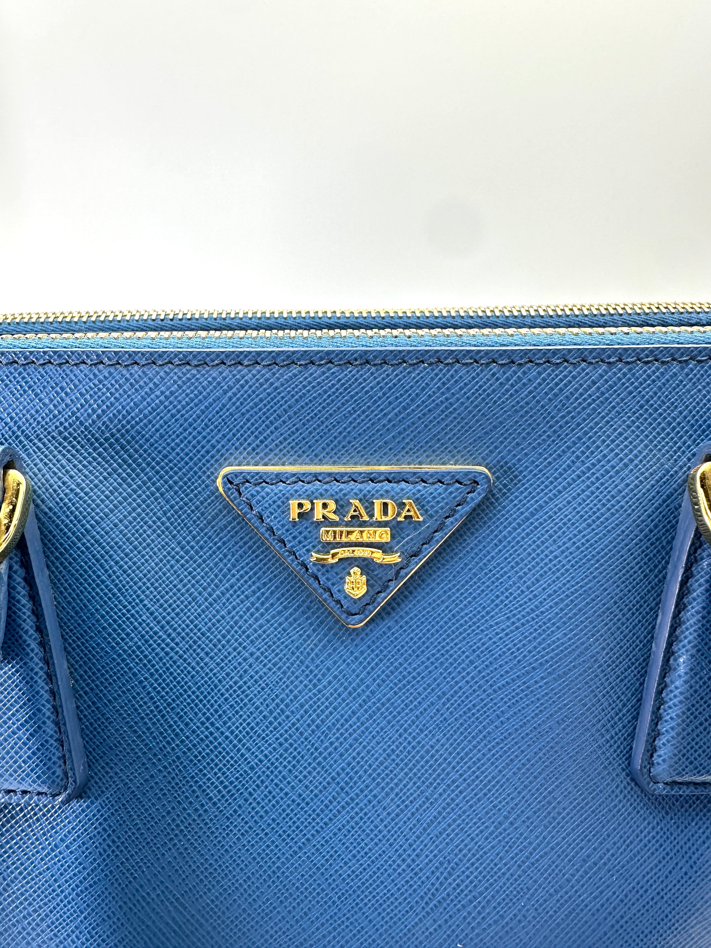Prada Galleria Blue Saffiano Leather Handle Bag PR373