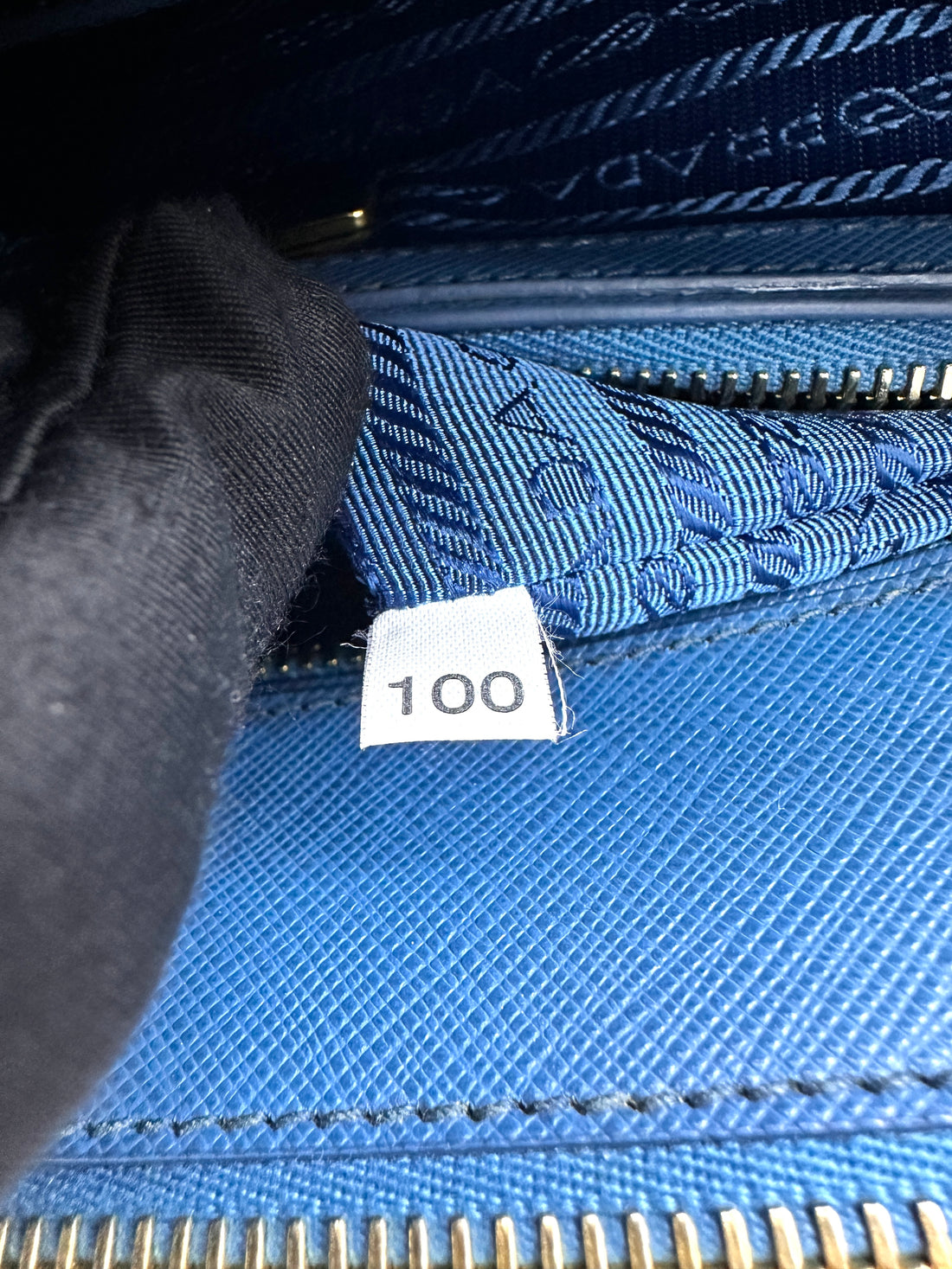 Prada Galleria Blue Saffiano Leather Handle Bag PR373