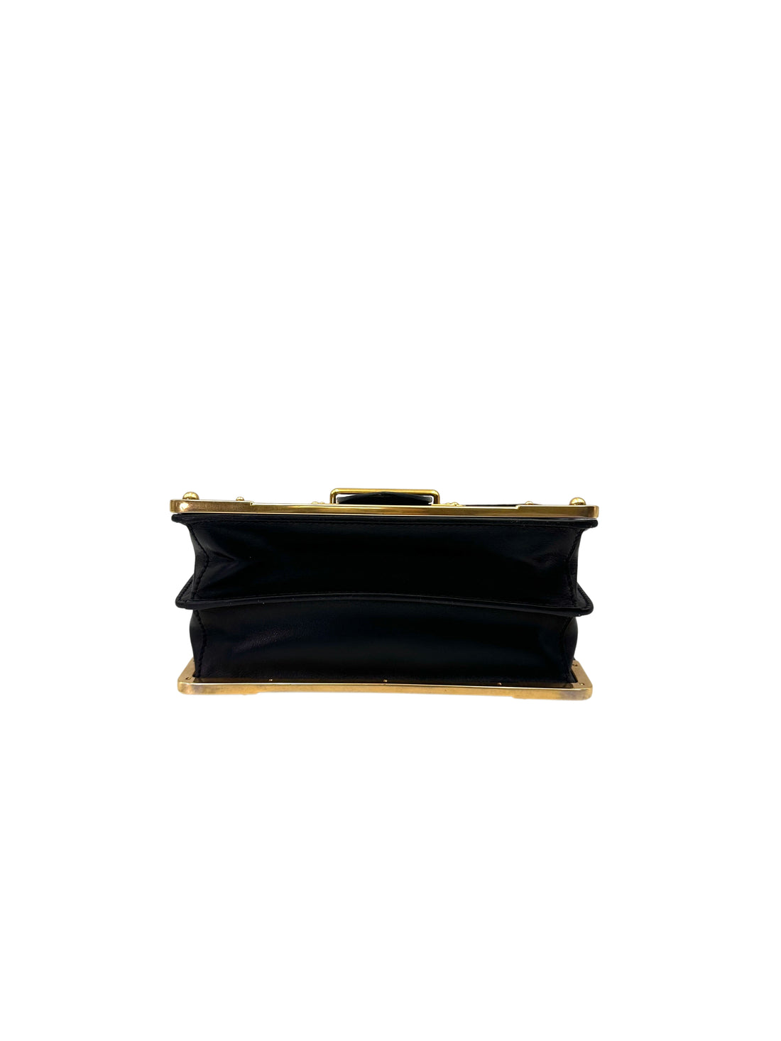 Prada Cahier Black Saffiano Leather Small Size Shoulder Bag With Gold Hardware PR375