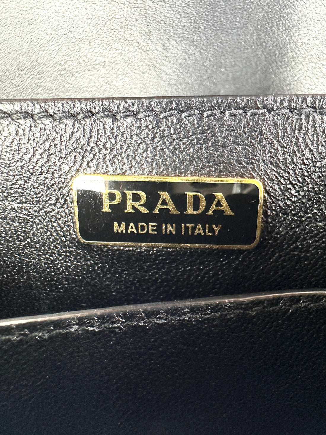 Prada Cahier Black Saffiano Leather Small Size Shoulder Bag With Gold Hardware PR375