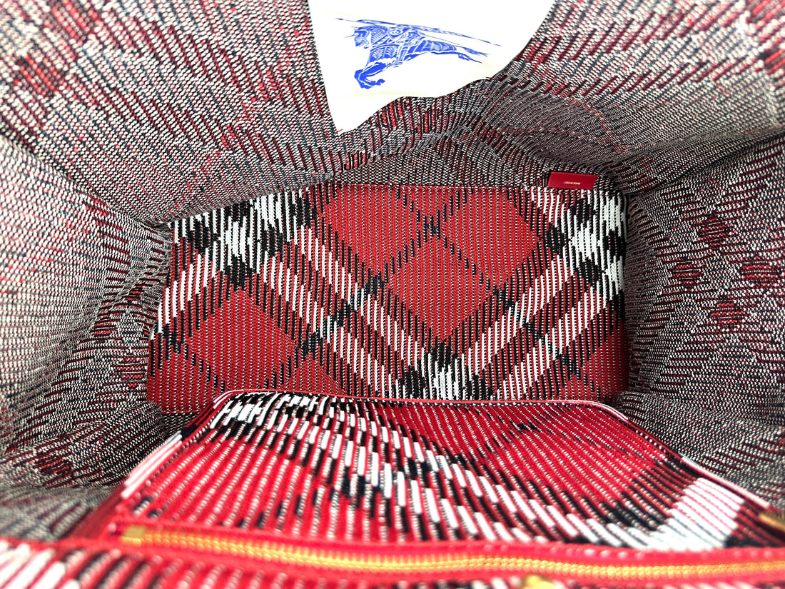 Burberry Red Nova Check Canvas Handle Bag BR59