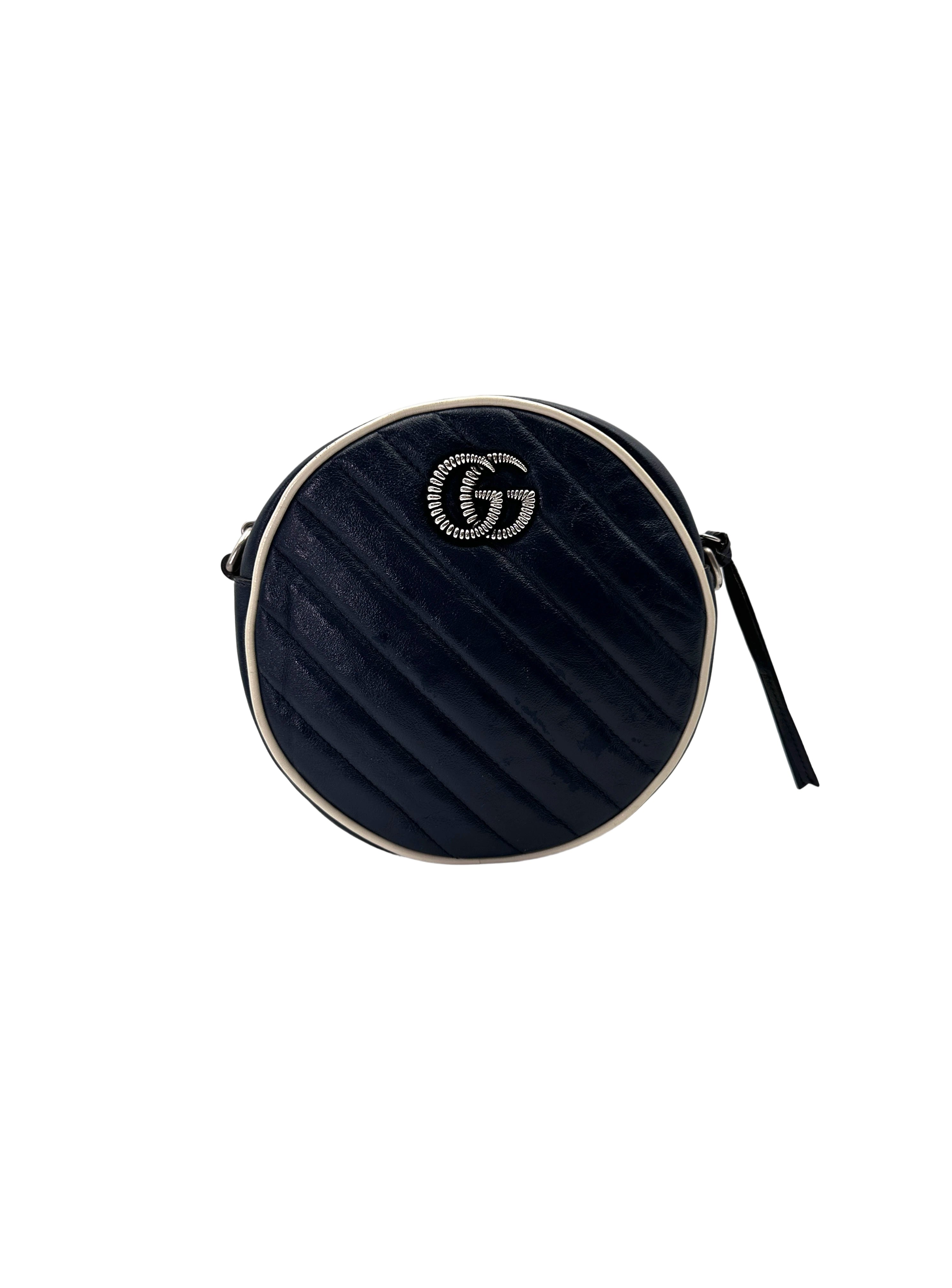 Gucci GG Marmont Blue Matelasse Leather Round Bag GG1088