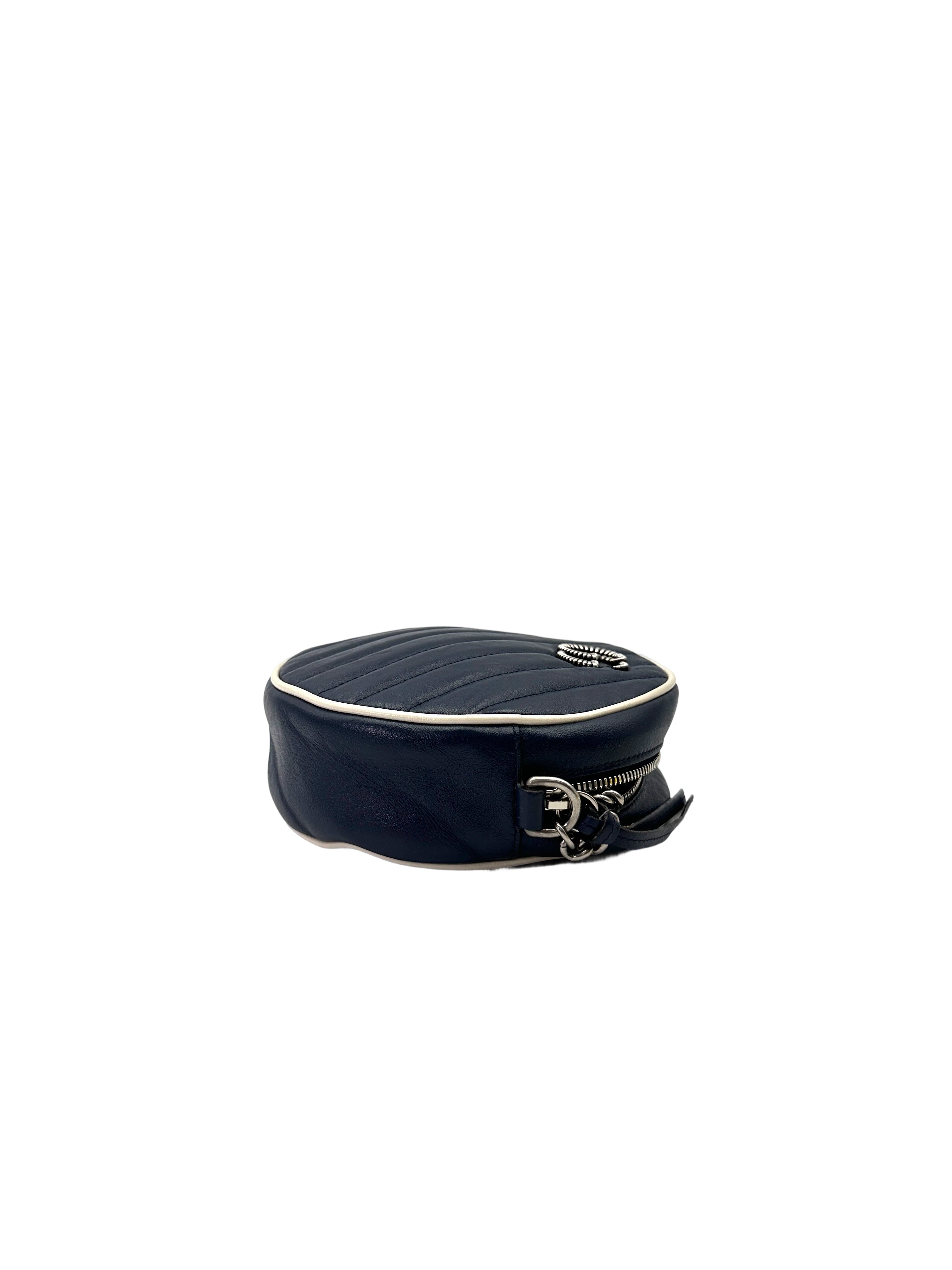 Gucci GG Marmont Blue Matelasse Leather Round Bag GG1088