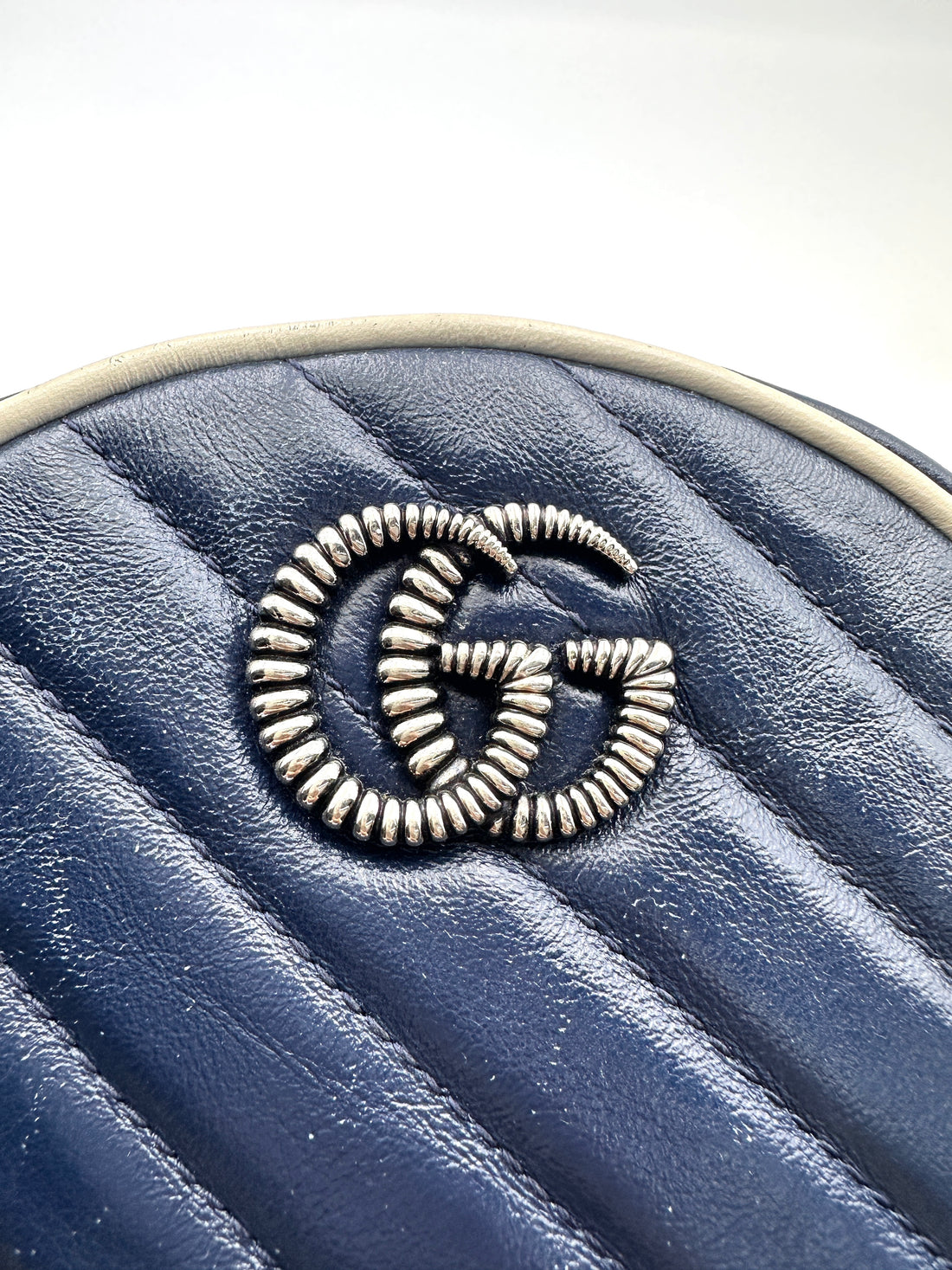 Gucci GG Marmont Blue Matelasse Leather Round Bag GG1088