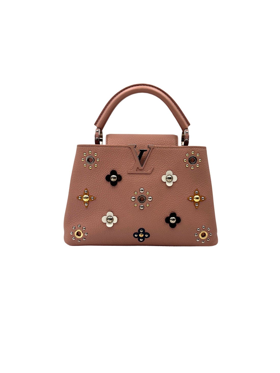 Louis Vuitton Capucines Pink Leather Mechanical Flowers Handle Bag LV2813
