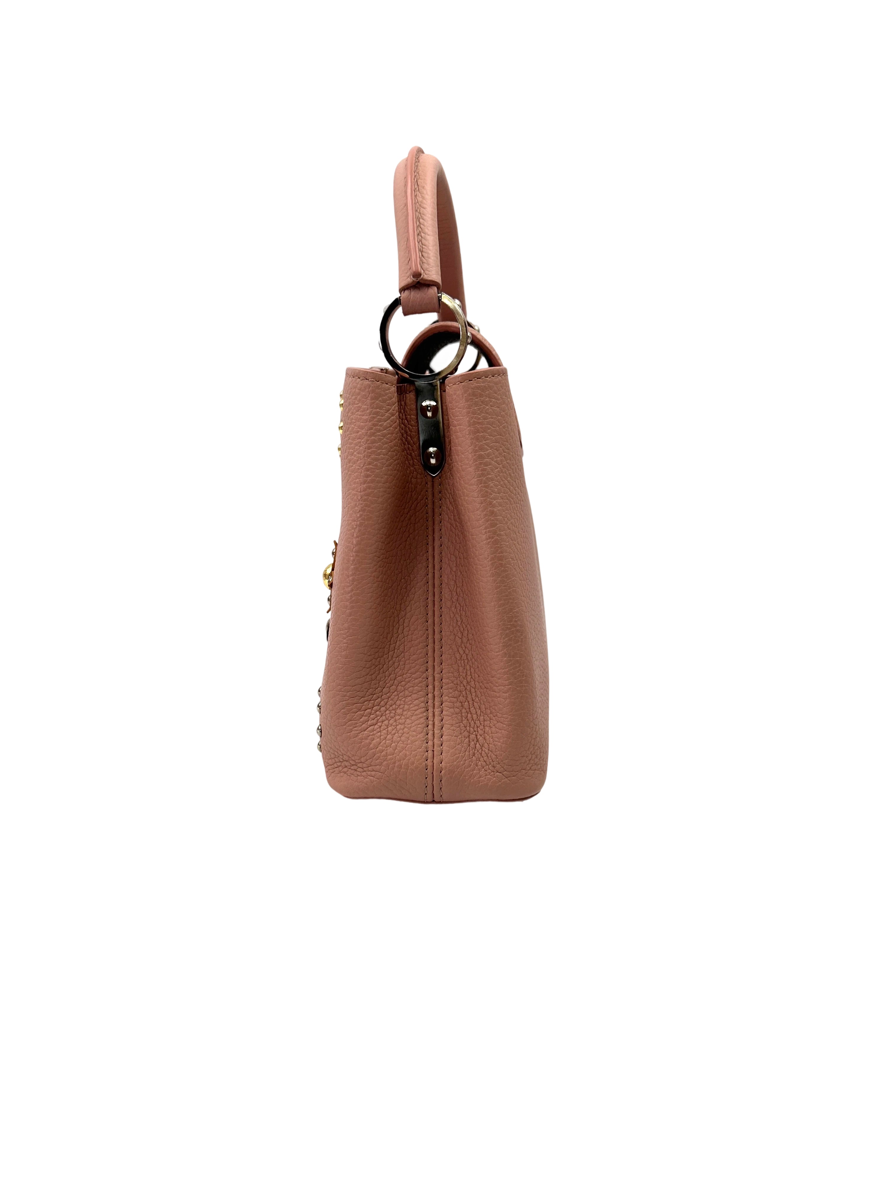 Louis Vuitton Capucines Pink Leather Mechanical Flowers Handle Bag LV2813