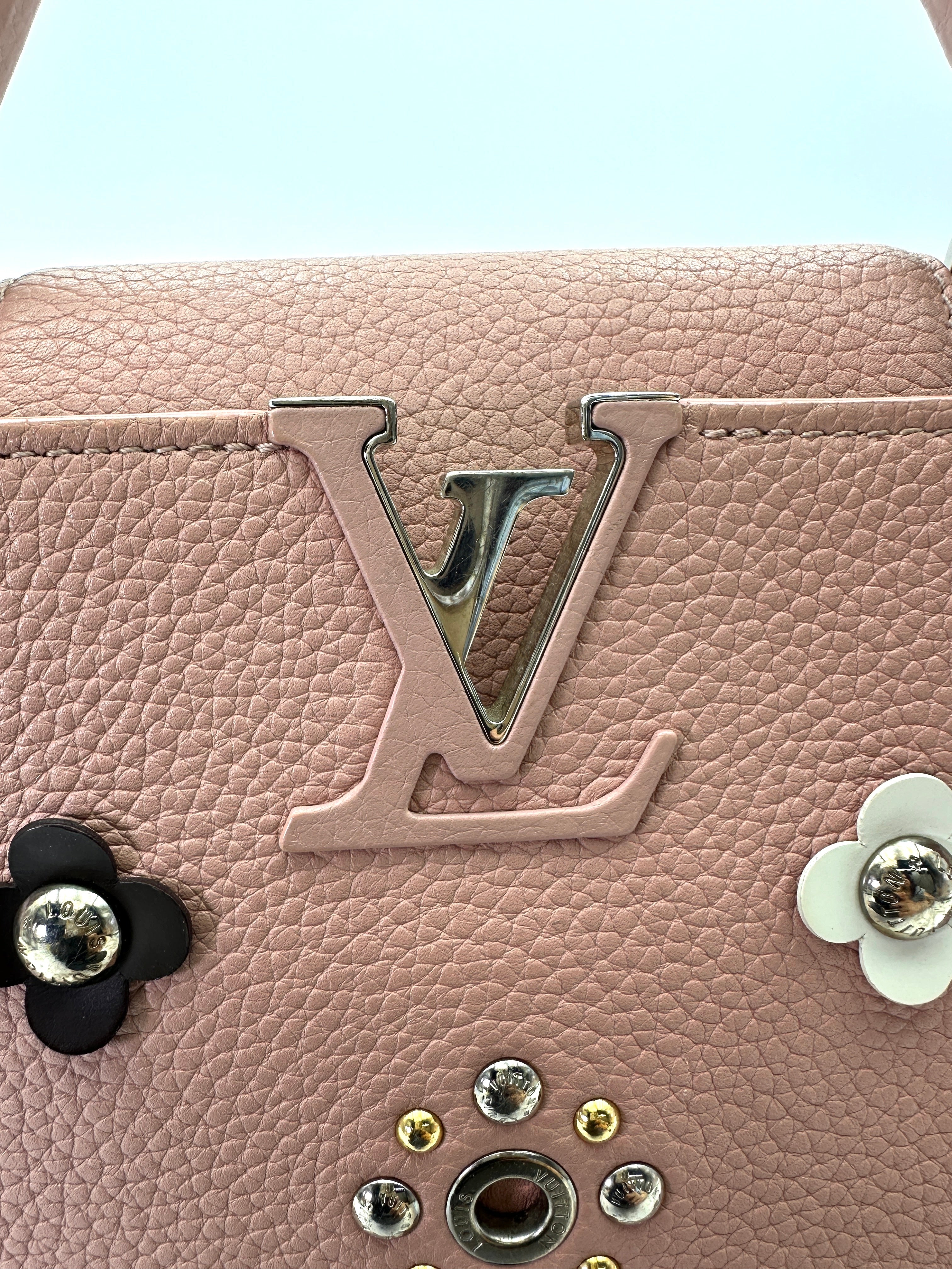 Louis Vuitton Capucines Pink Leather Mechanical Flowers Handle Bag LV2813