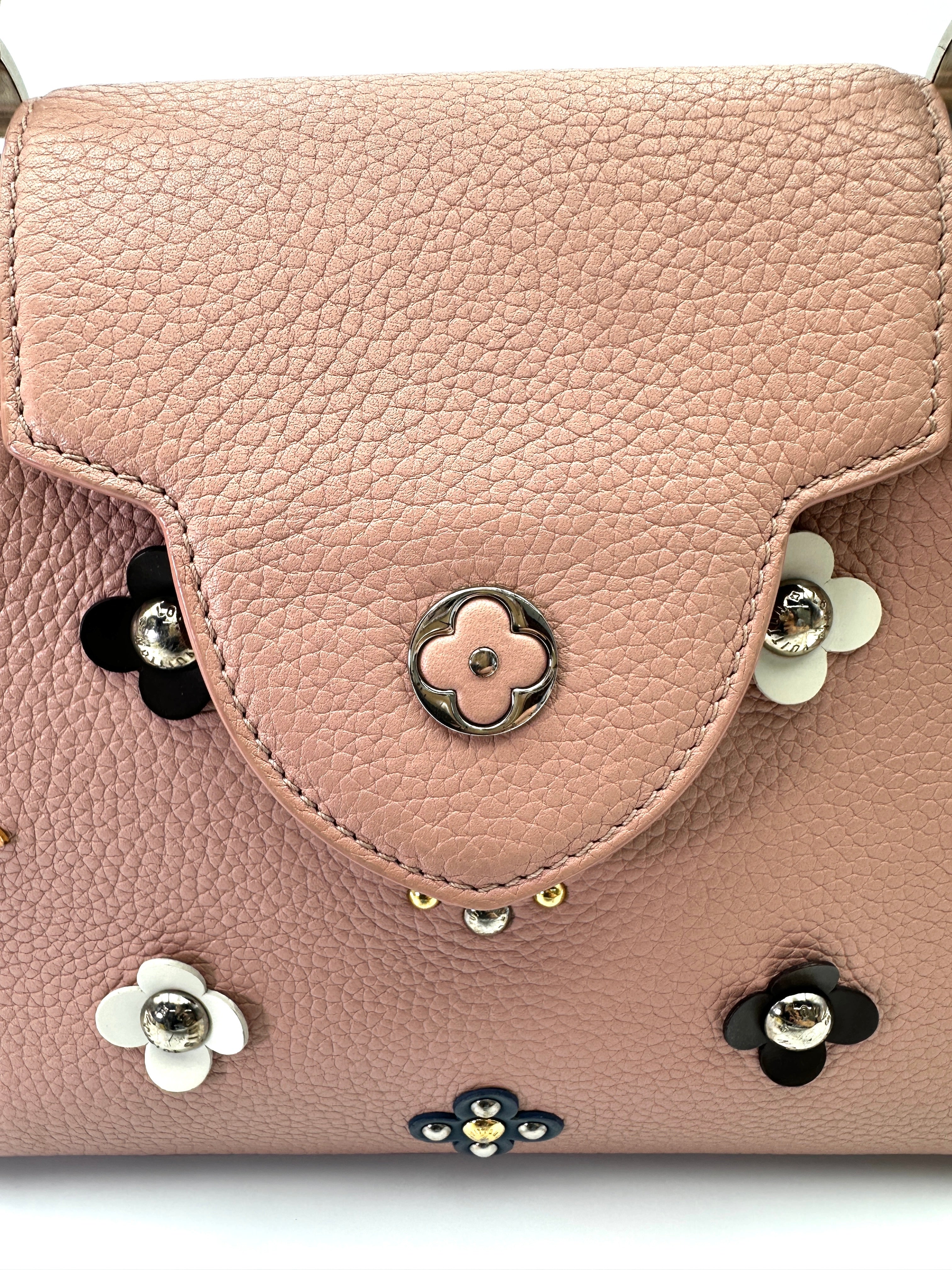 Louis Vuitton Capucines Pink Leather Mechanical Flowers Handle Bag LV2813