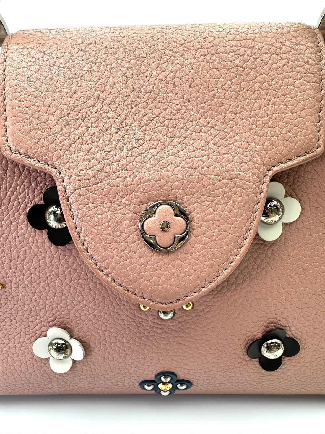 Louis Vuitton Capucines Pink Leather Mechanical Flowers Handle Bag LV2813