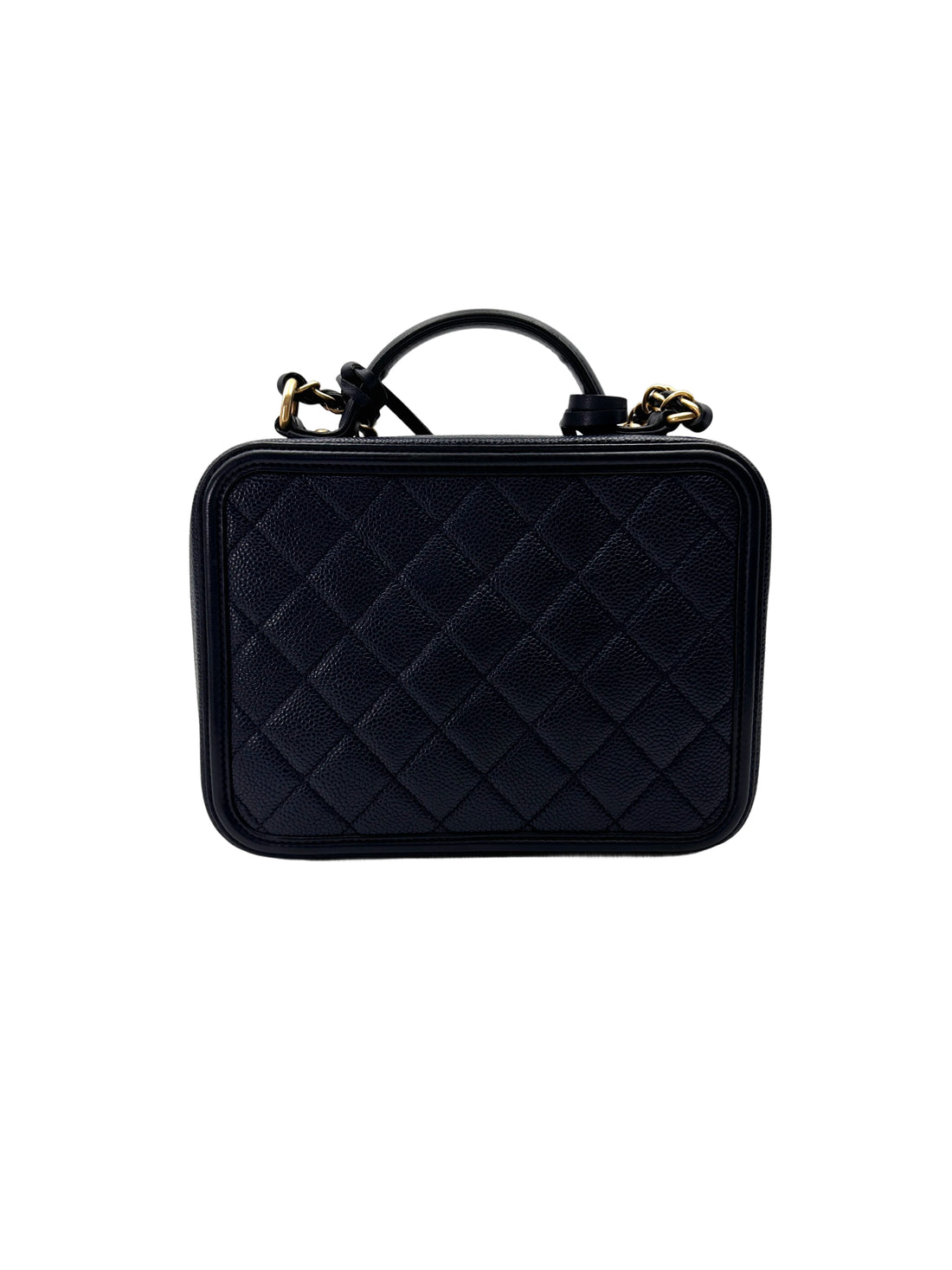 Chanel CC Filigree Navy Quilted Leather Vanity Case(27***52) CC2005